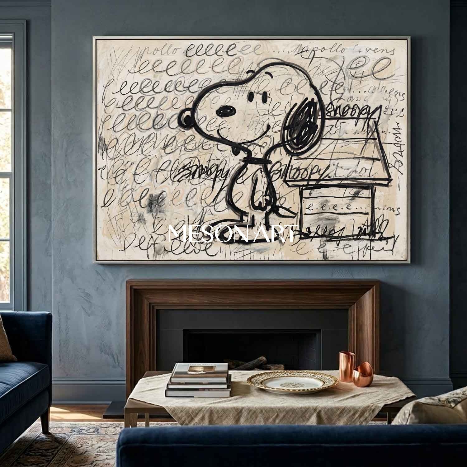 Snoopy Doghouse Oil Painting Hand Painted Pop Art Bedroom Wall Canvas