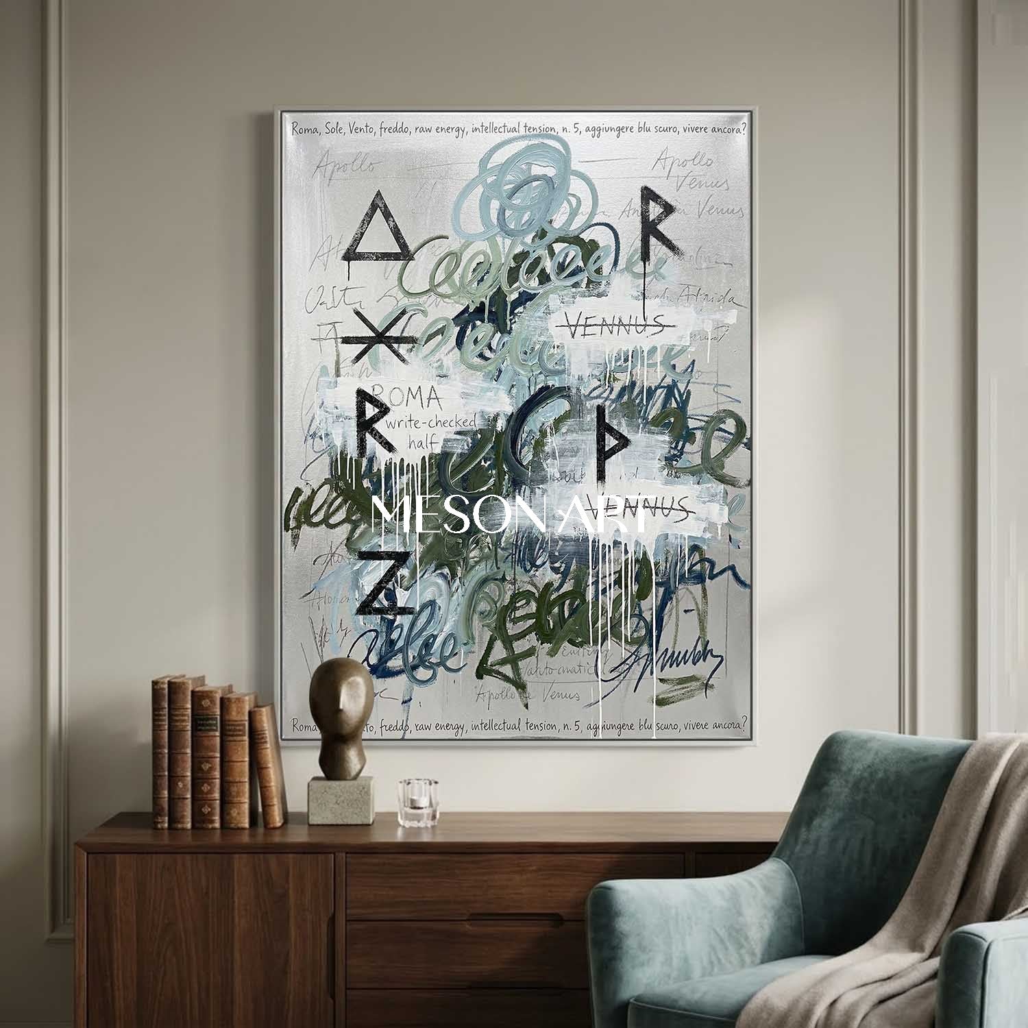 Large Abstract Symbol Graffiti Canvas Hand Painted Urban Art Hallway