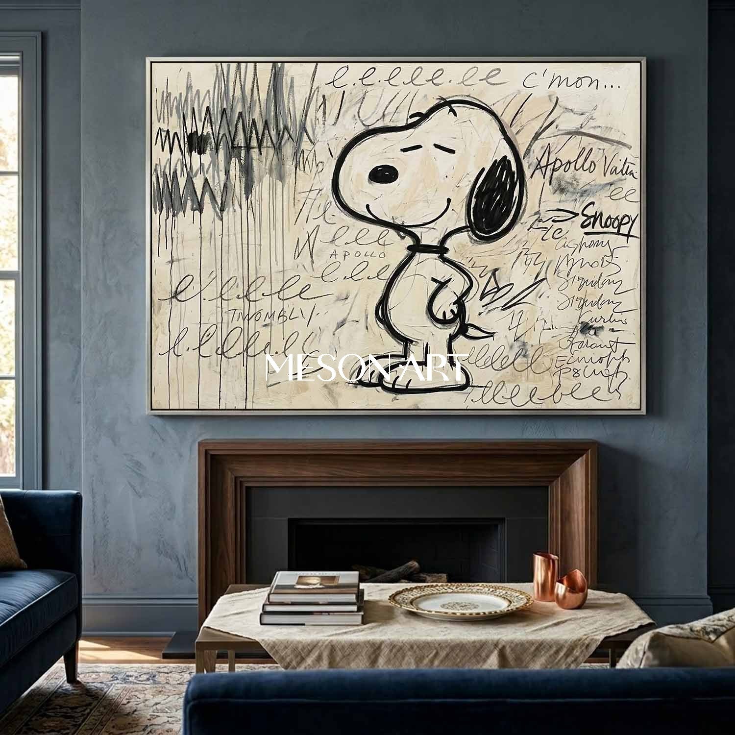 Large Snoopy Painting Abstract Pop Wall Art Bedroom Graffiti Cartoon