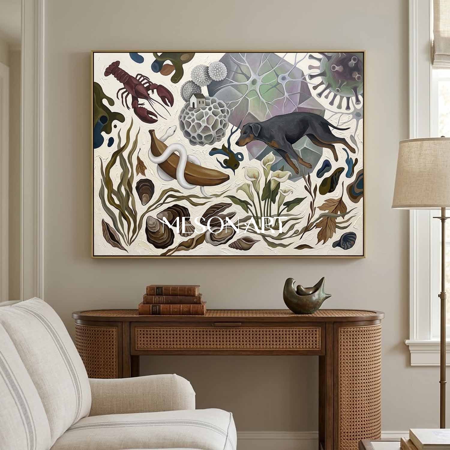Original Surrealist Painting Textured Large Canvas Bedroom Wall Art