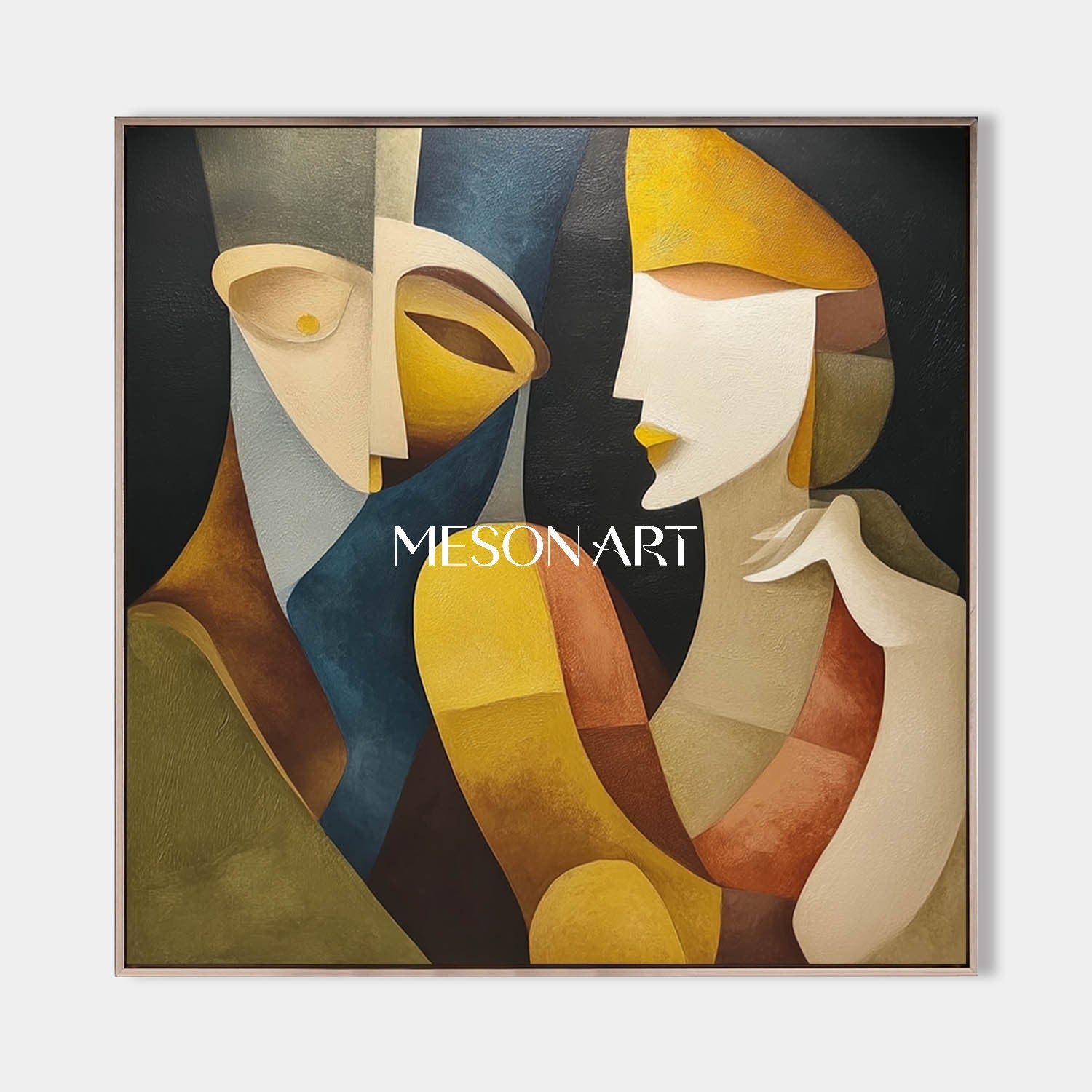 Original Textured Picasso Inspired Figures Colorful Wall Art On Sale