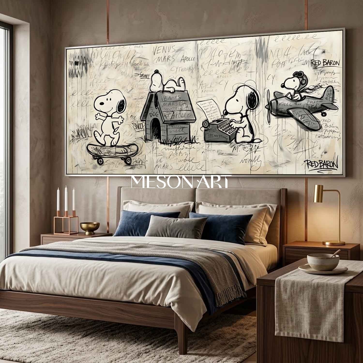Original Snoopy Graffiti Painting Hand Painted Urban Pop Art Bedroom