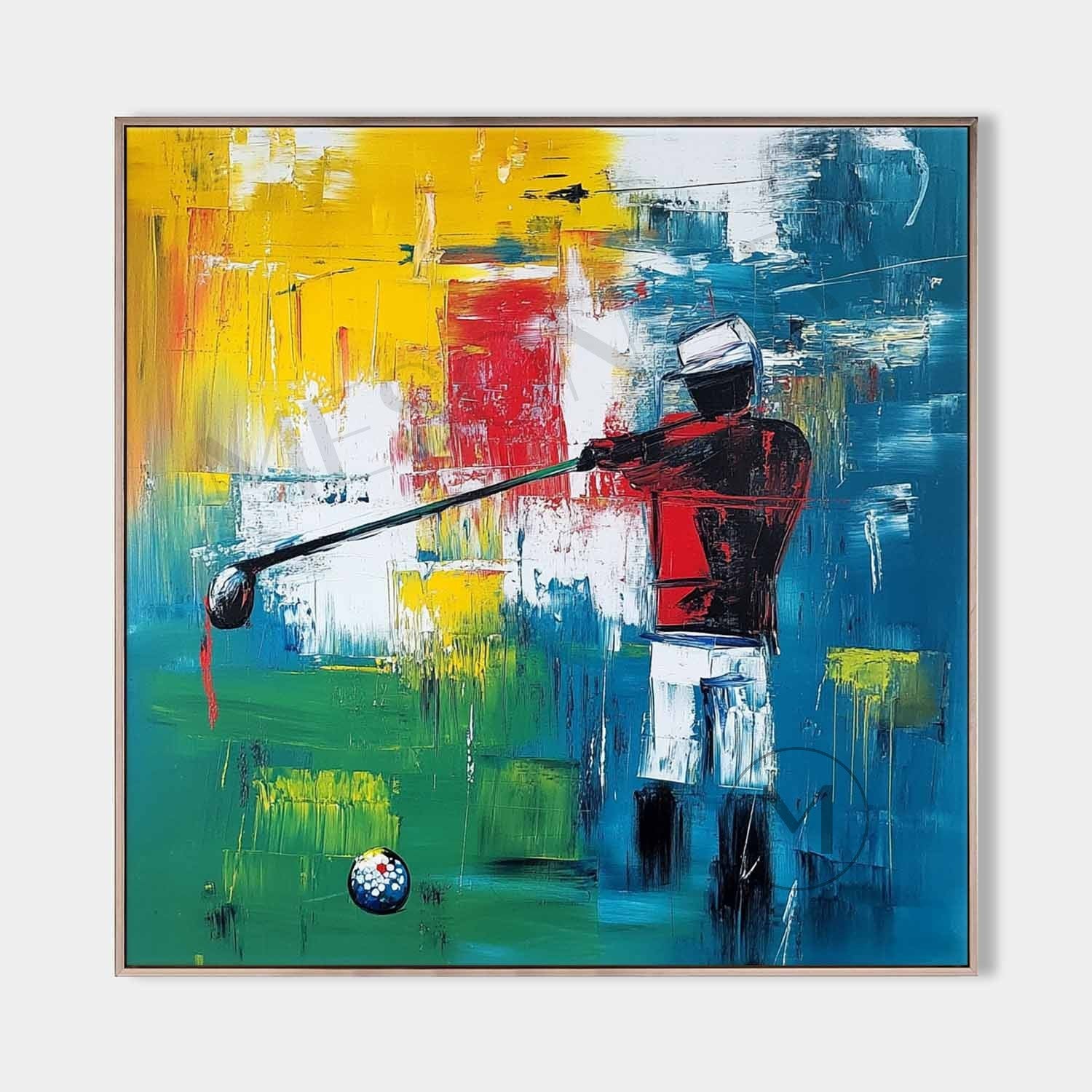 Golf Tournament Oil Painting Golf Abstract Canvas Art For Sale Golf Wall Art