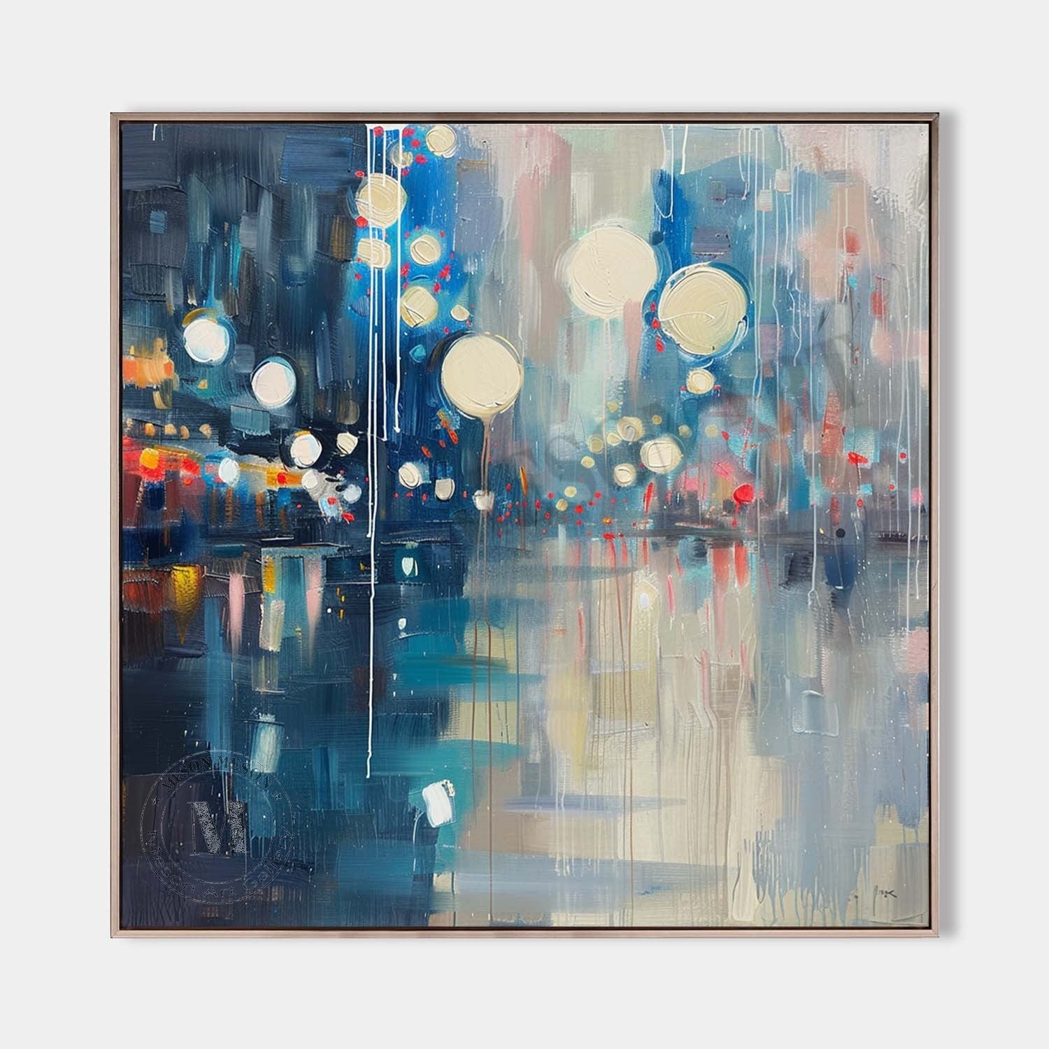 Night City Neon Light Abstract Art Canvas for Sale 60*60 Night City Wall Art Decor Hanging Painting