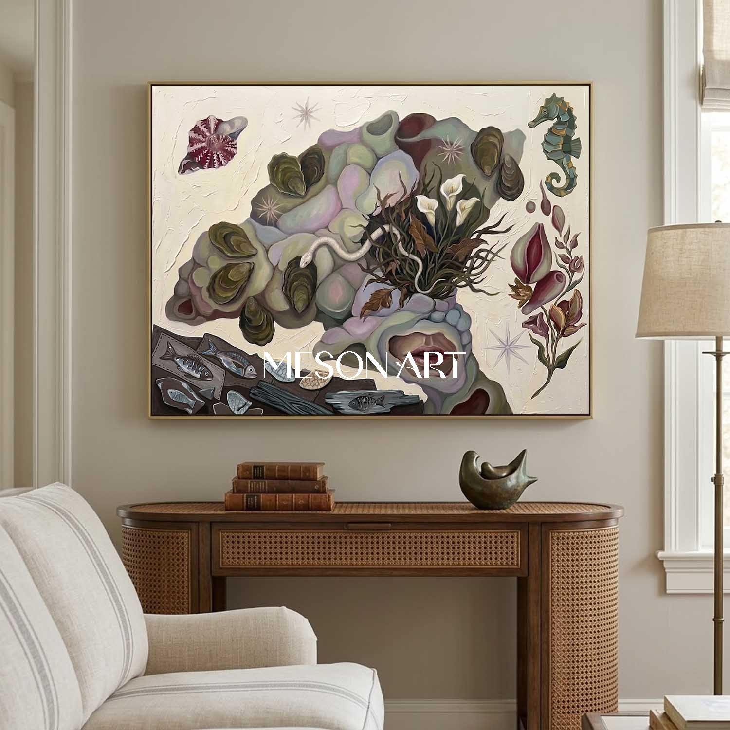 Original Surrealist Painting Textured Large Canvas Bedroom Wall Art