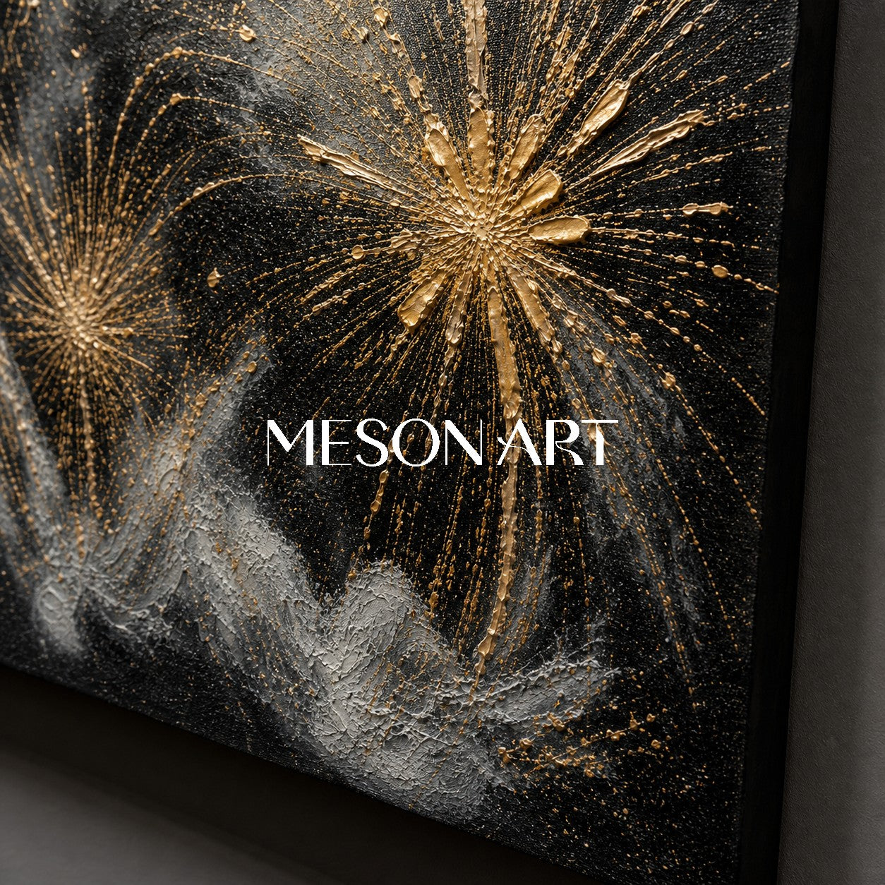 Luxury Black And Gold Abstract Art With Textured Relief For Modern Living Room Decor