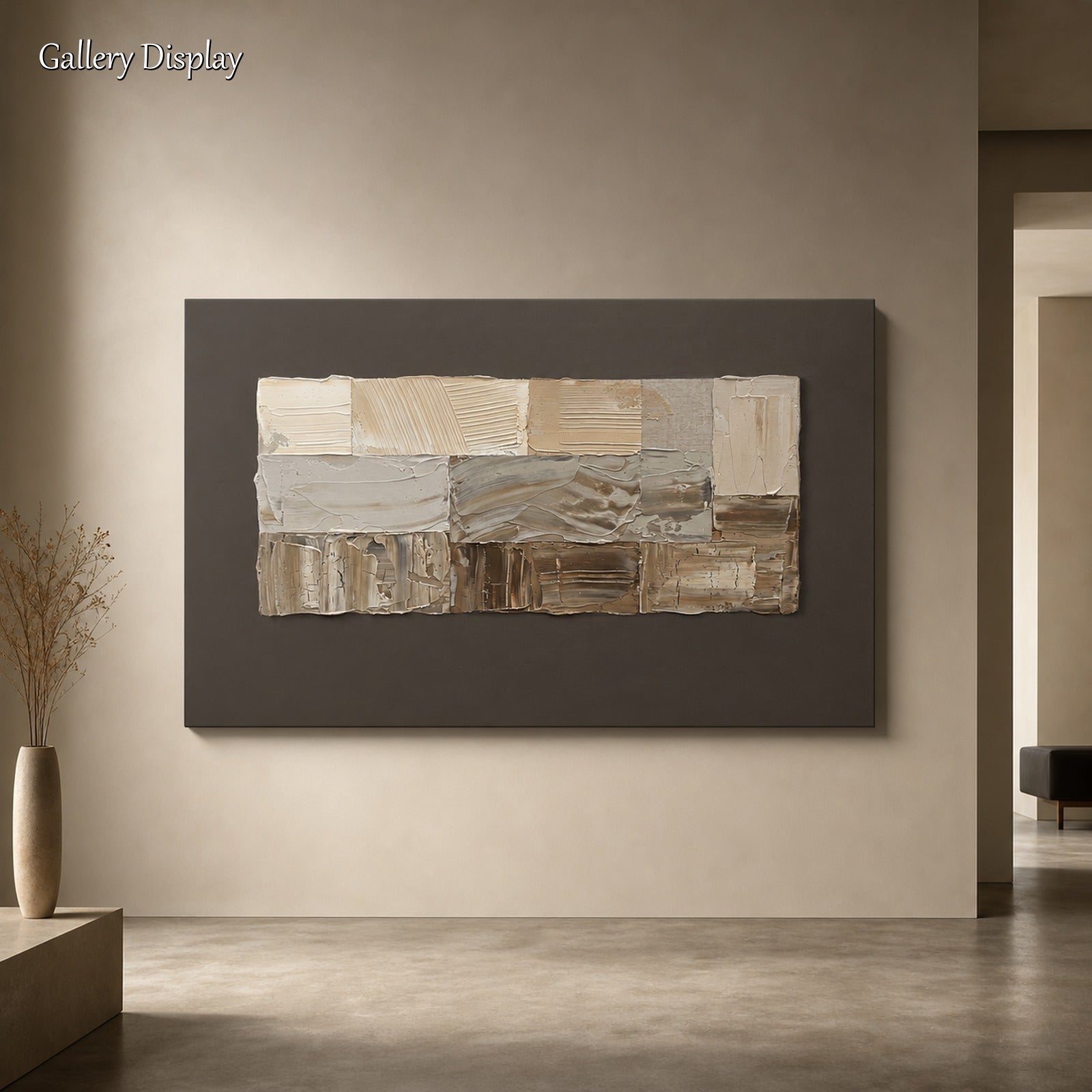 Large Textured Abstract Painting With Earthy Tones For Modern Home Decor