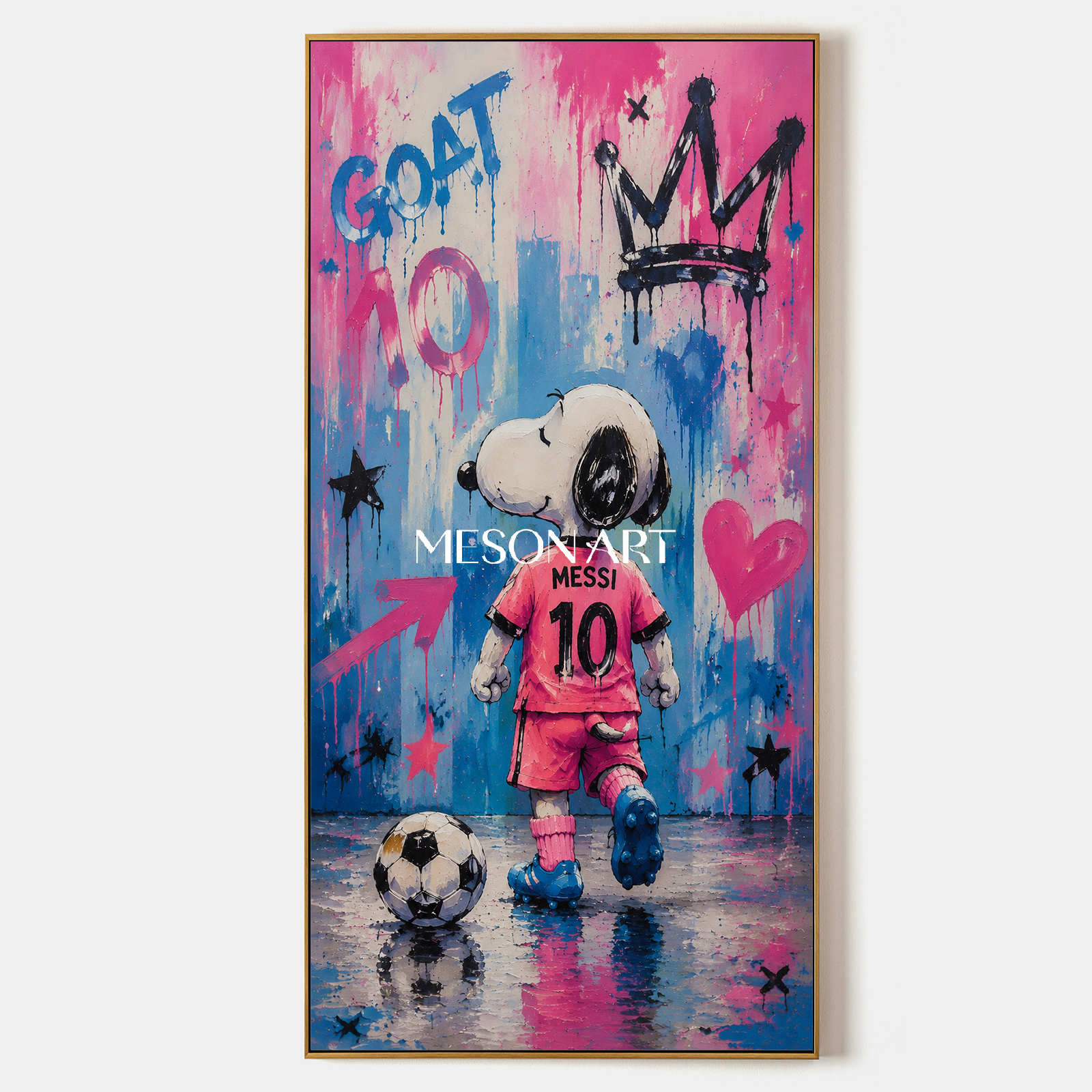 Crowned Champion Pop Art Painting With Pink Jersey And Graffiti Style For Kids Room