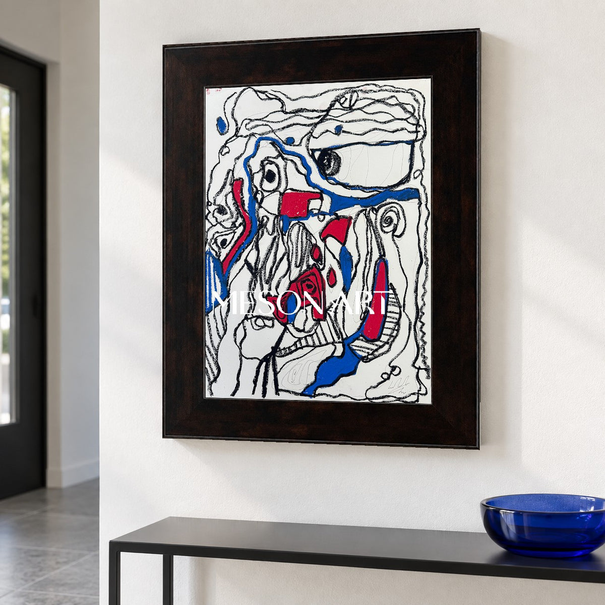 Red And Blue Abstract Expressionist Painting Original Artwork By Mesonart