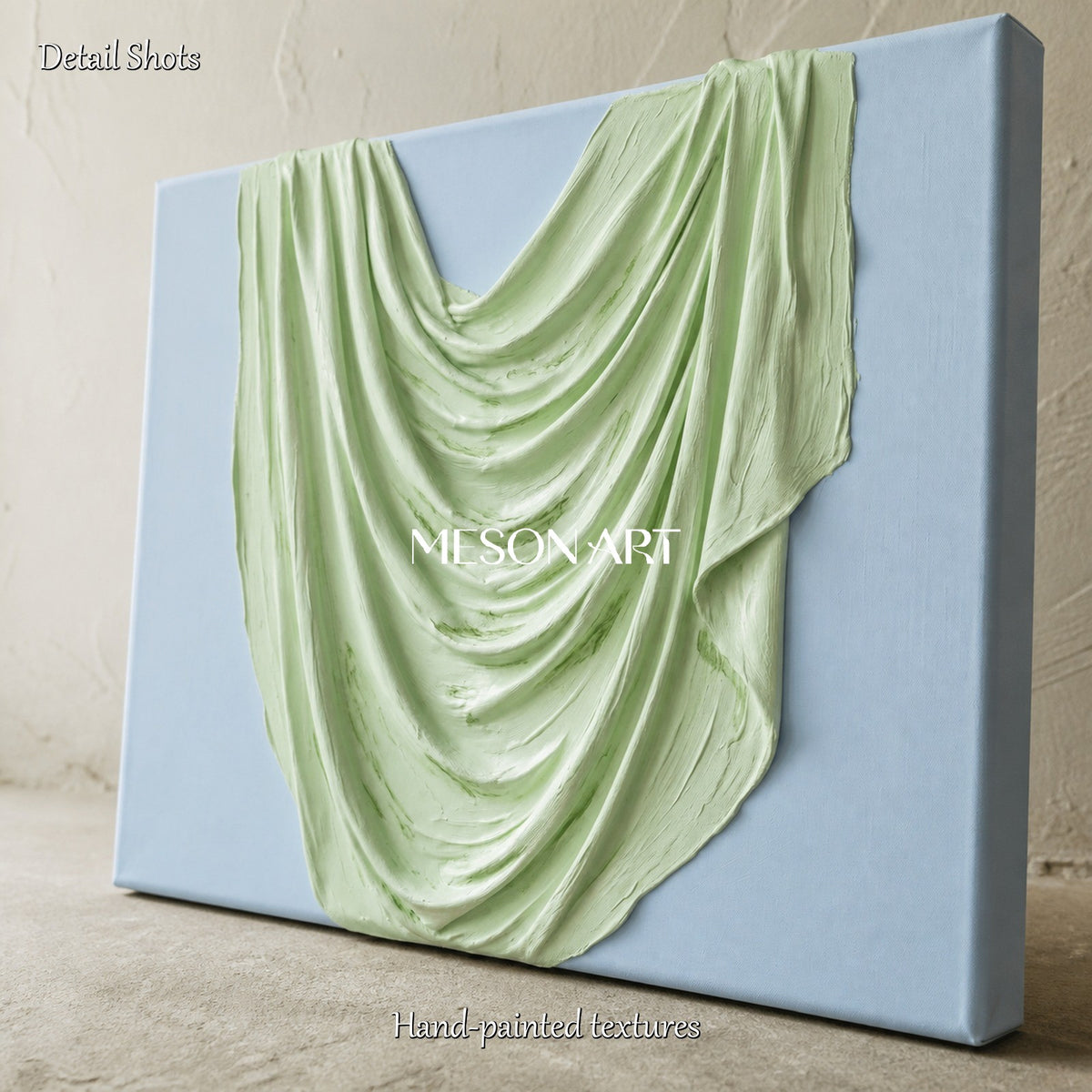 Green And Blue Minimalist Sculptural Wall Art Rectangular Original Artist Hand Painted By Mesonart
