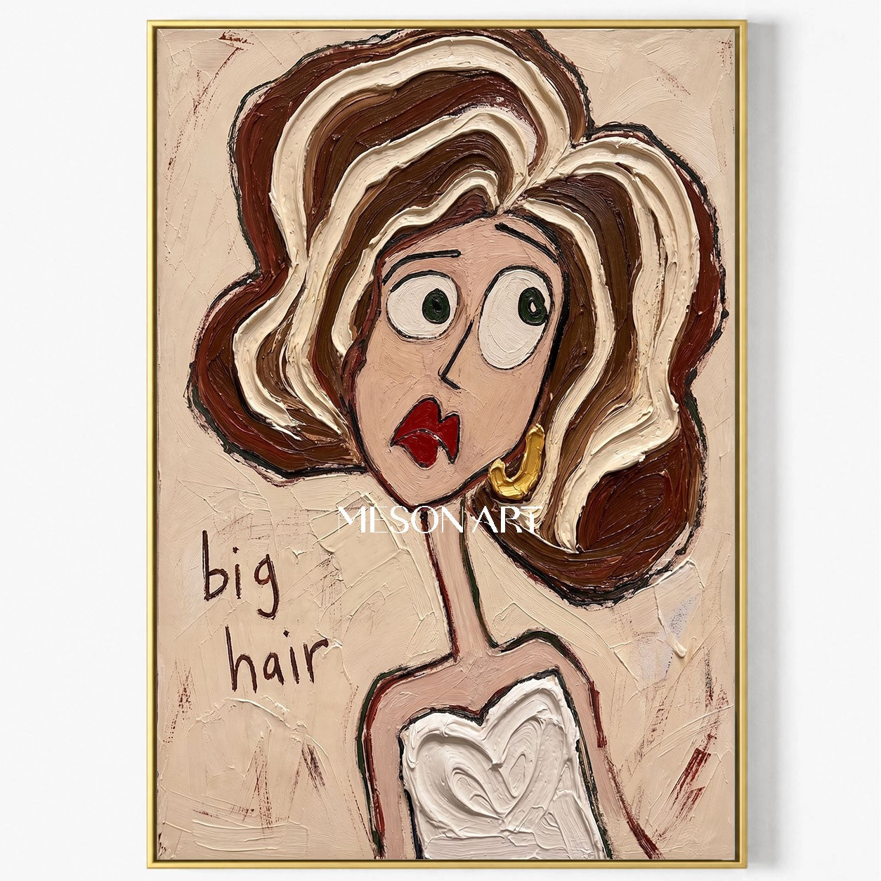 Contemporary Figurative Portrait Painting With Textured Impasto For Modern Home Decor