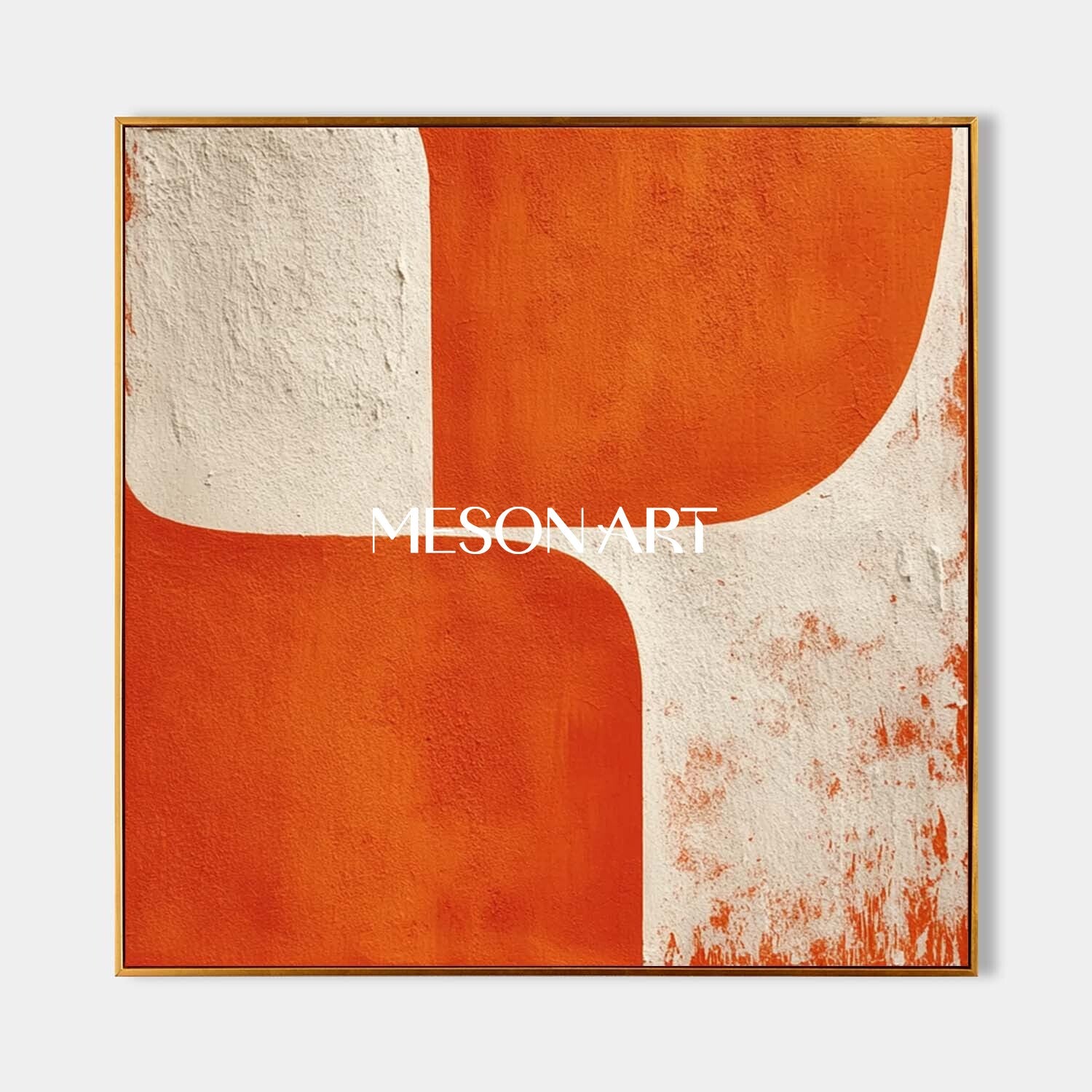 Neutral and Orange Abstract Canvas Contemporary Minimalist Modern Wall Art