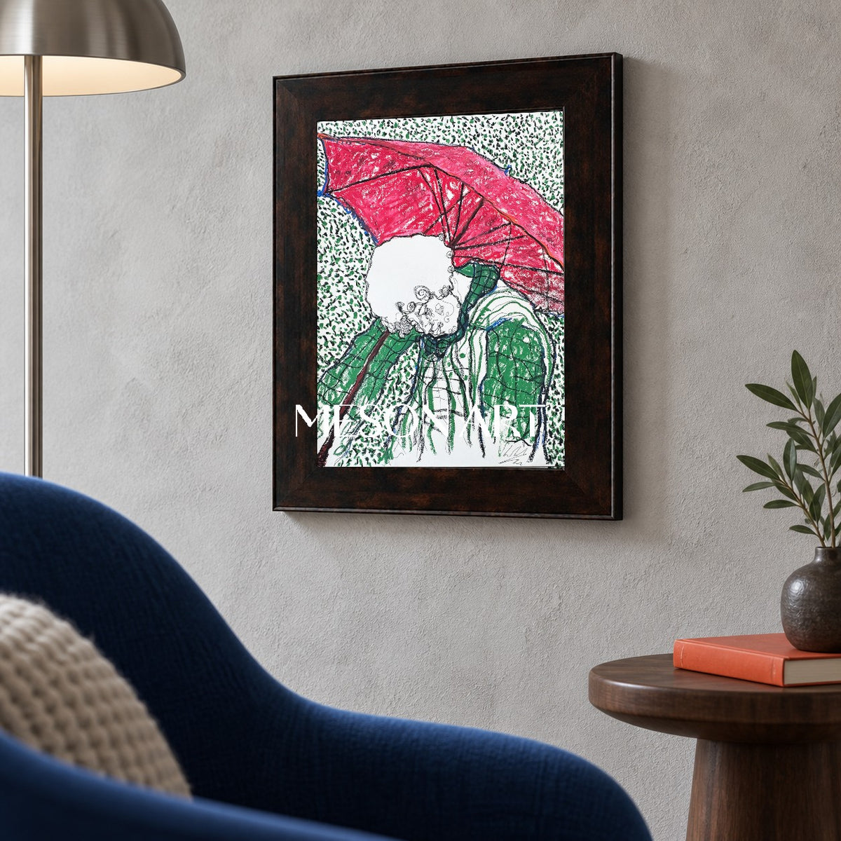 Red And Green Figurative Expressionist Painting Modern Art Rectangular Wall Decor By Mesonart