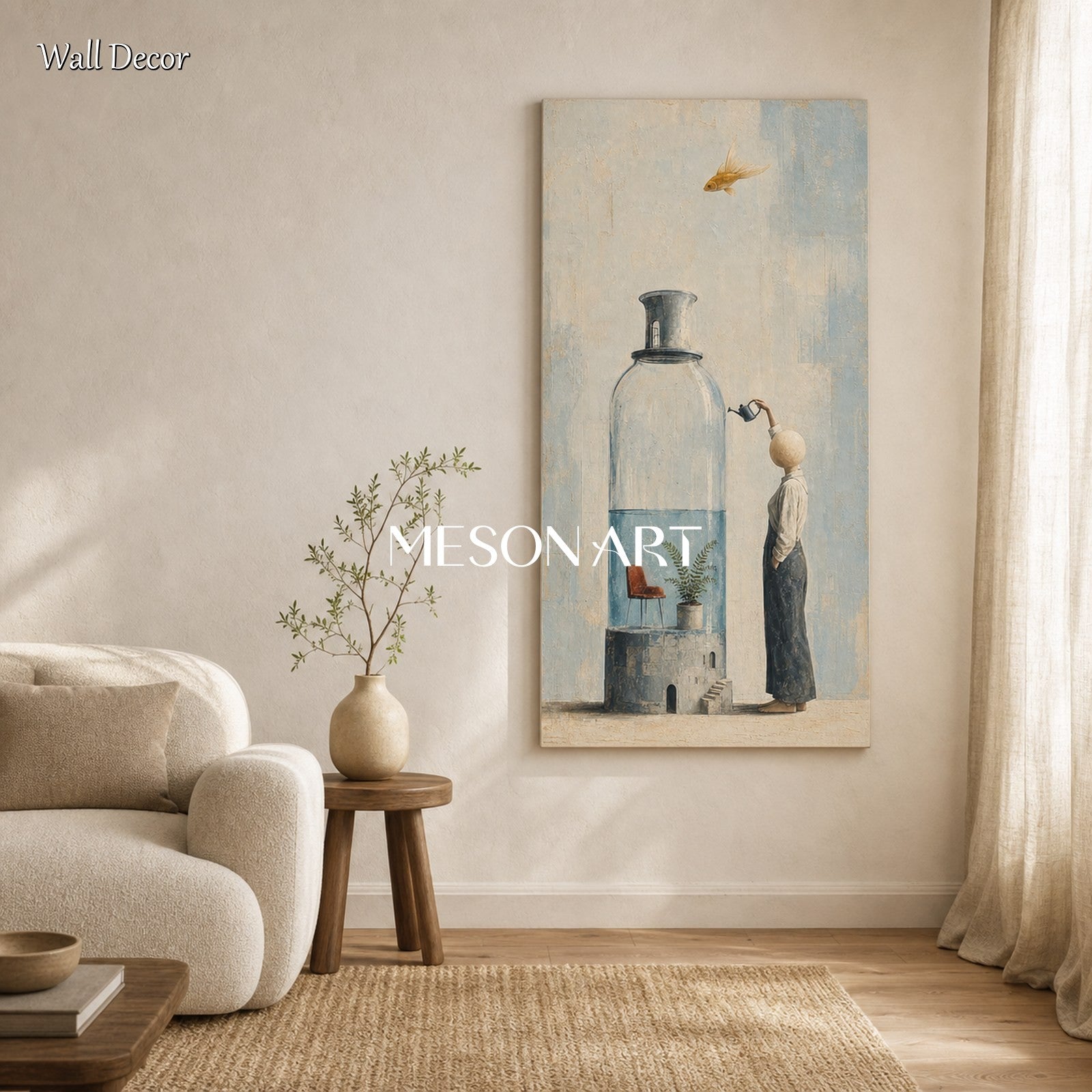 Surrealist Art Painting With Dreamlike Symbols For Modern Living Room Decor