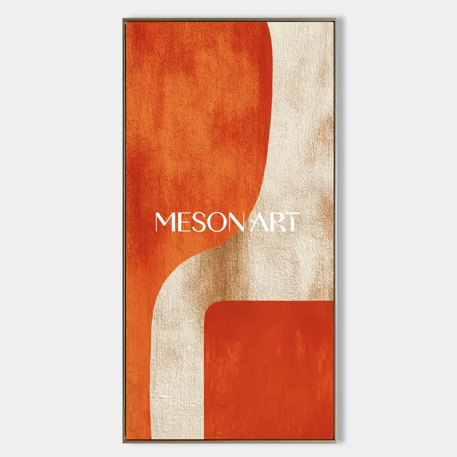 Minimalist Abstract Wall Art Orange and Beige Geometric Canvas Decor