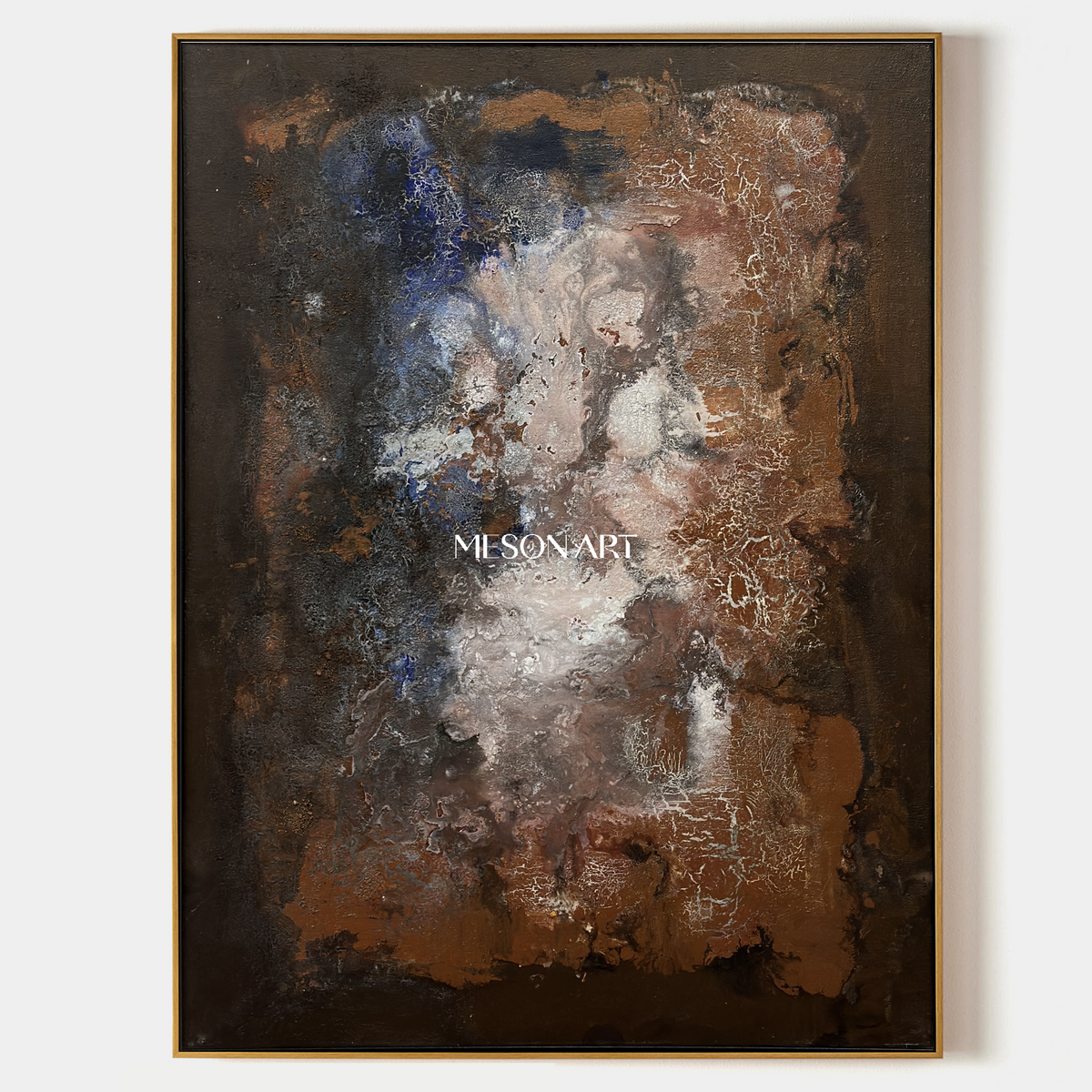 Black And Brown Abstract Painting Rectangular Wall Art Modern Textured Canvas Original By Mesonart