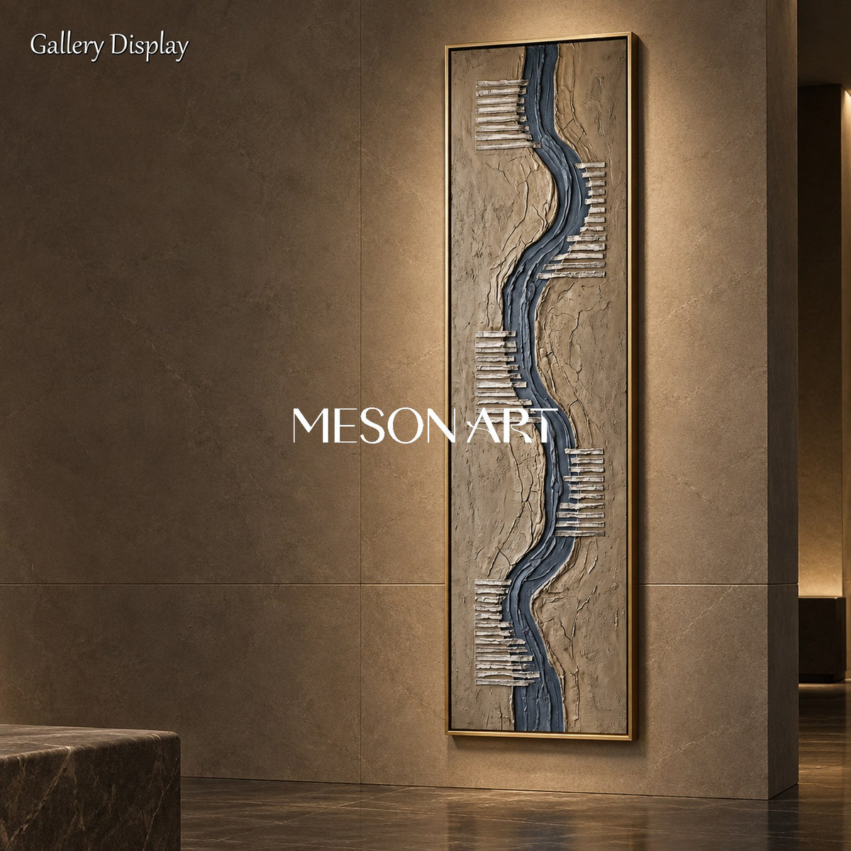 Brown Textured Painting Large Abstract Original Artist Hand Painted Panoramic Wall Art For Living Room By Mesonart