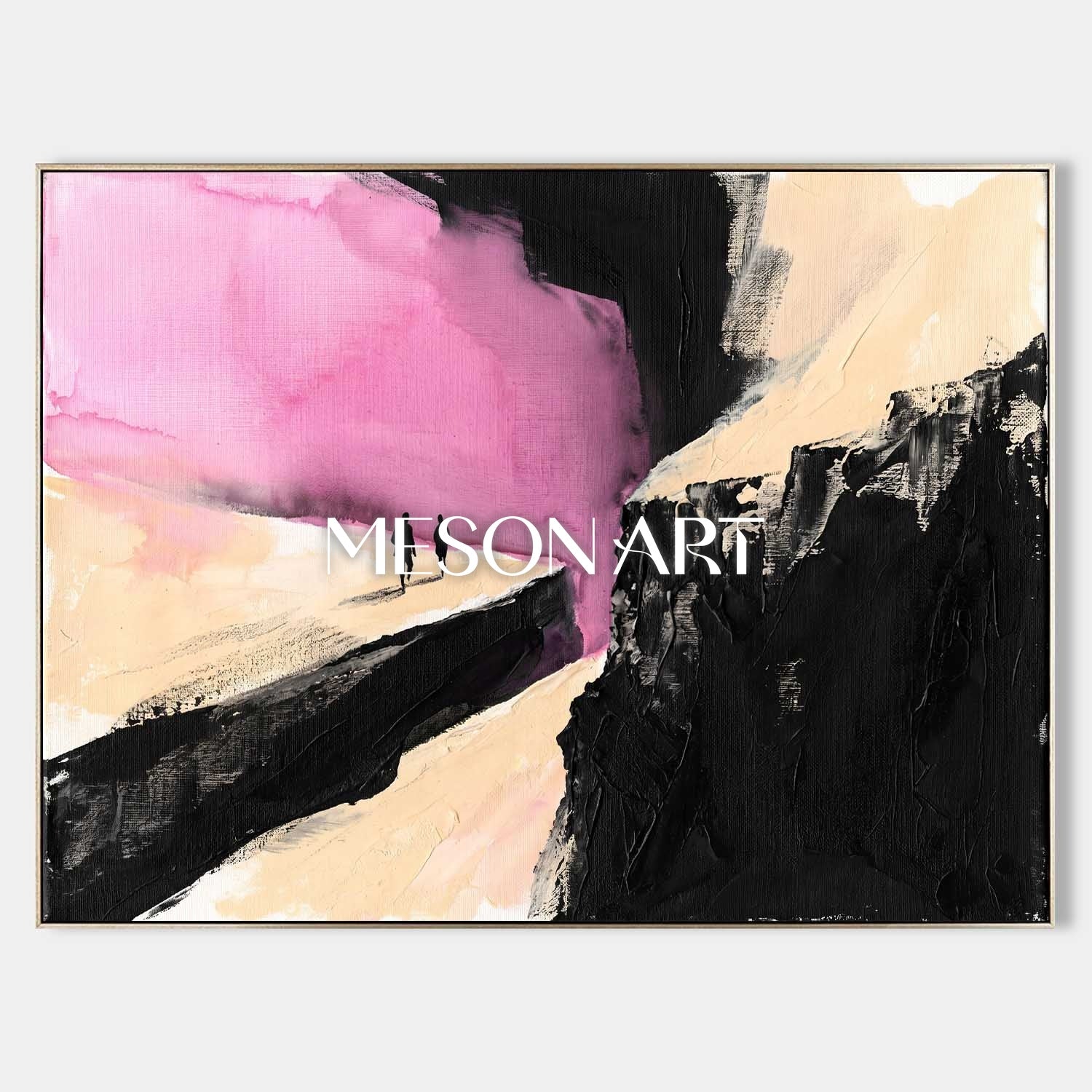 Modern Abstract Art With Bold Black And Pink Colors For Contemporary Living Spaces