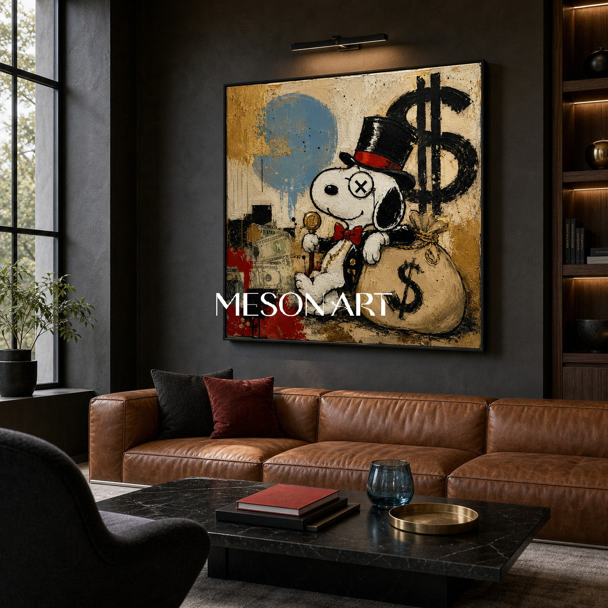 Luxury Graffiti Pop Art Painting With Gold Accents For Modern Living Room Decor