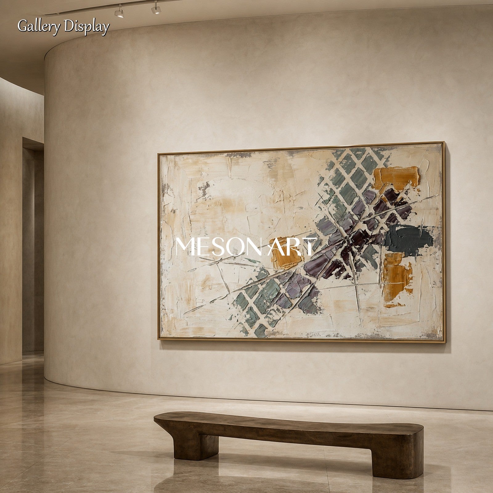 Minimalist Abstract Painting With Textured Relief For Modern Living Room Decor