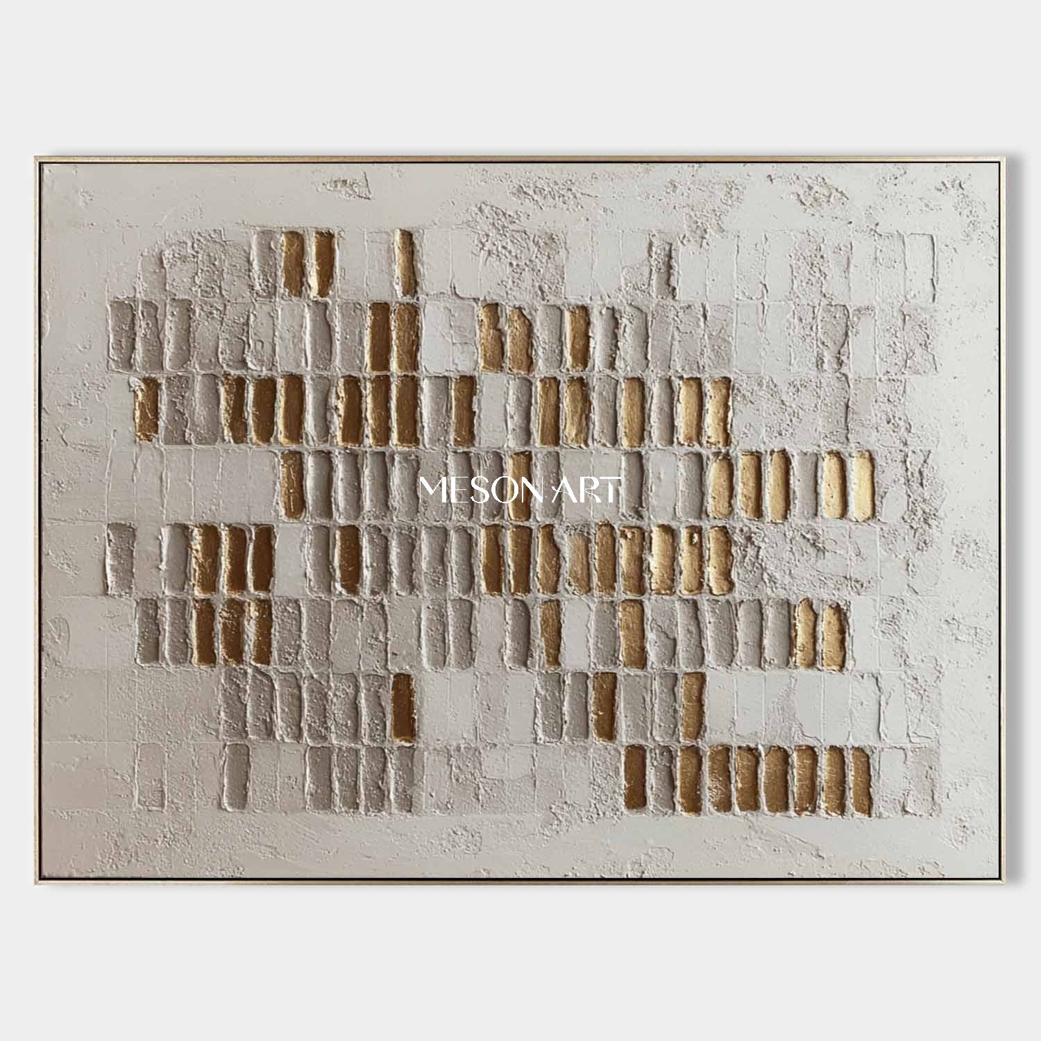 Modern Wall Decor Ideas Gold and White Abstract Textured Canvas Art for Sale Wabi-Sabi Art