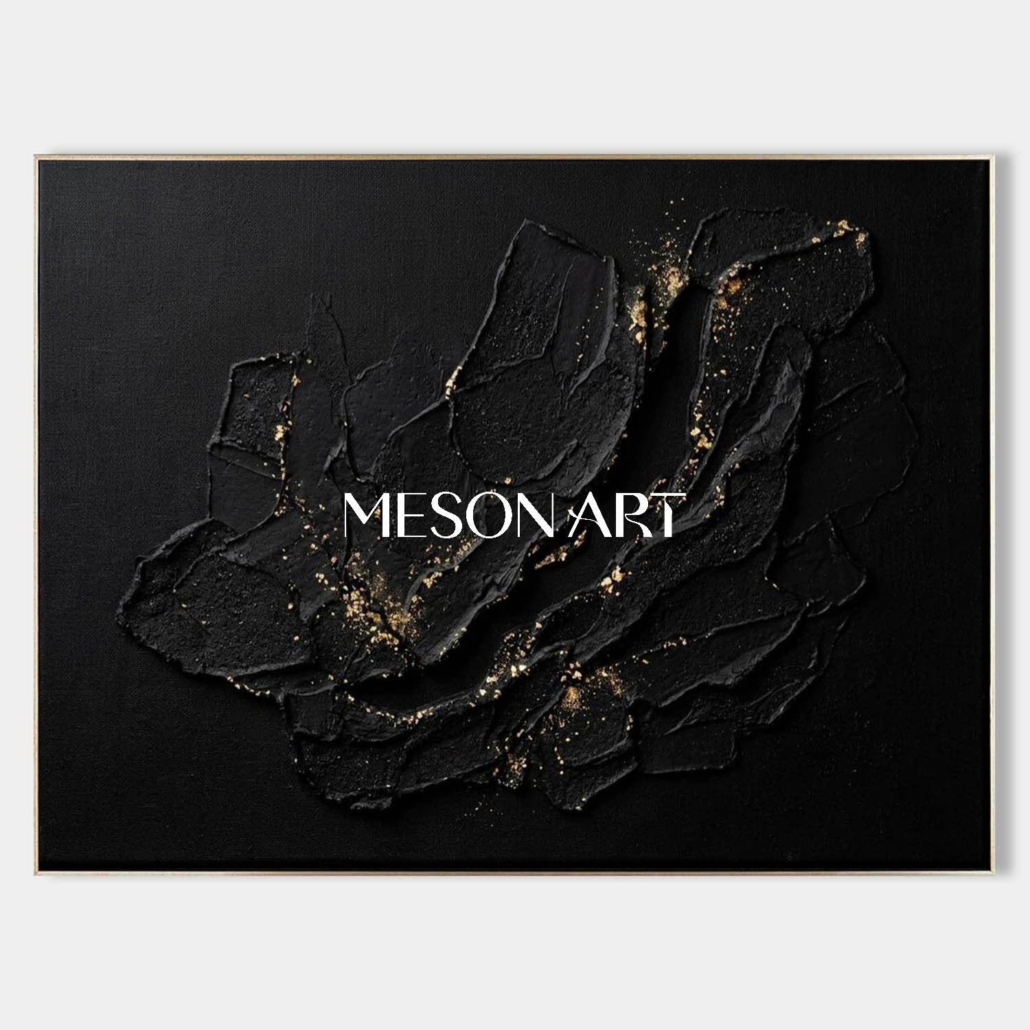 Organic Abstract Wall Art, Fluid 3D Plaster Canvas, Dark Floral Abstract, Magma Texture Painting.