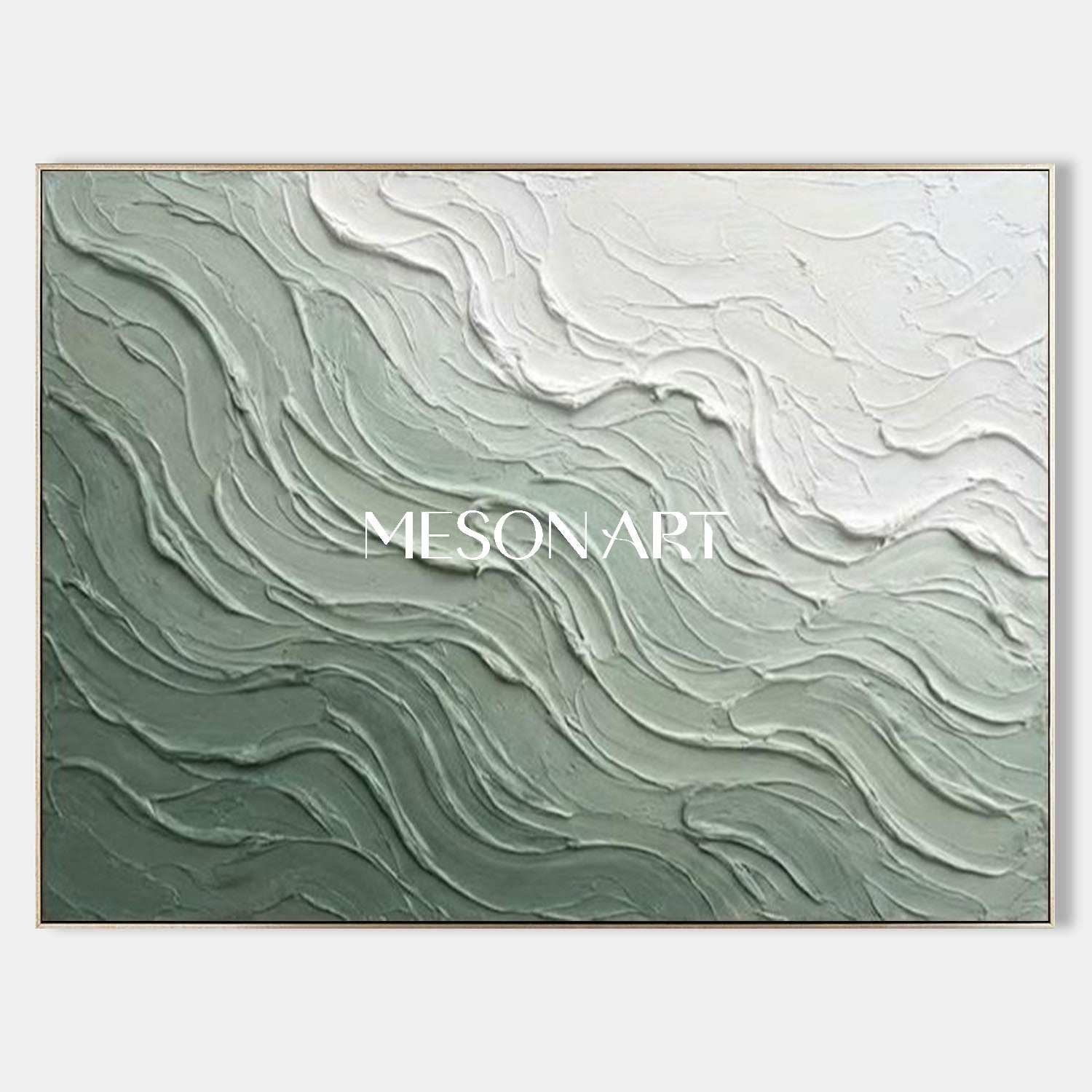 Green Abstract Ocean Wall Art Decor Sea Minimalist Art Canvas Painting
