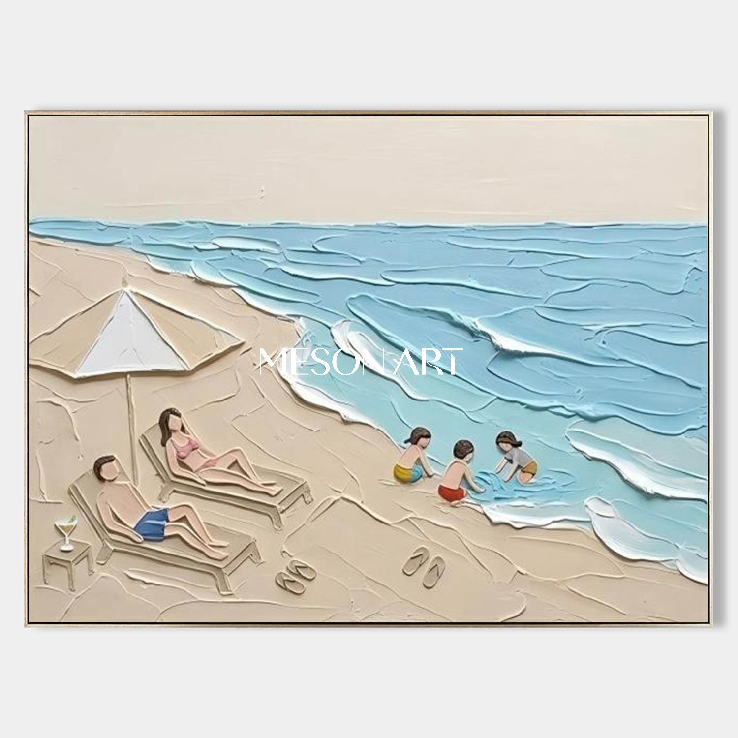 Beach And Sand Art Family Beach Painting Modern Minimalist Wall Decor
