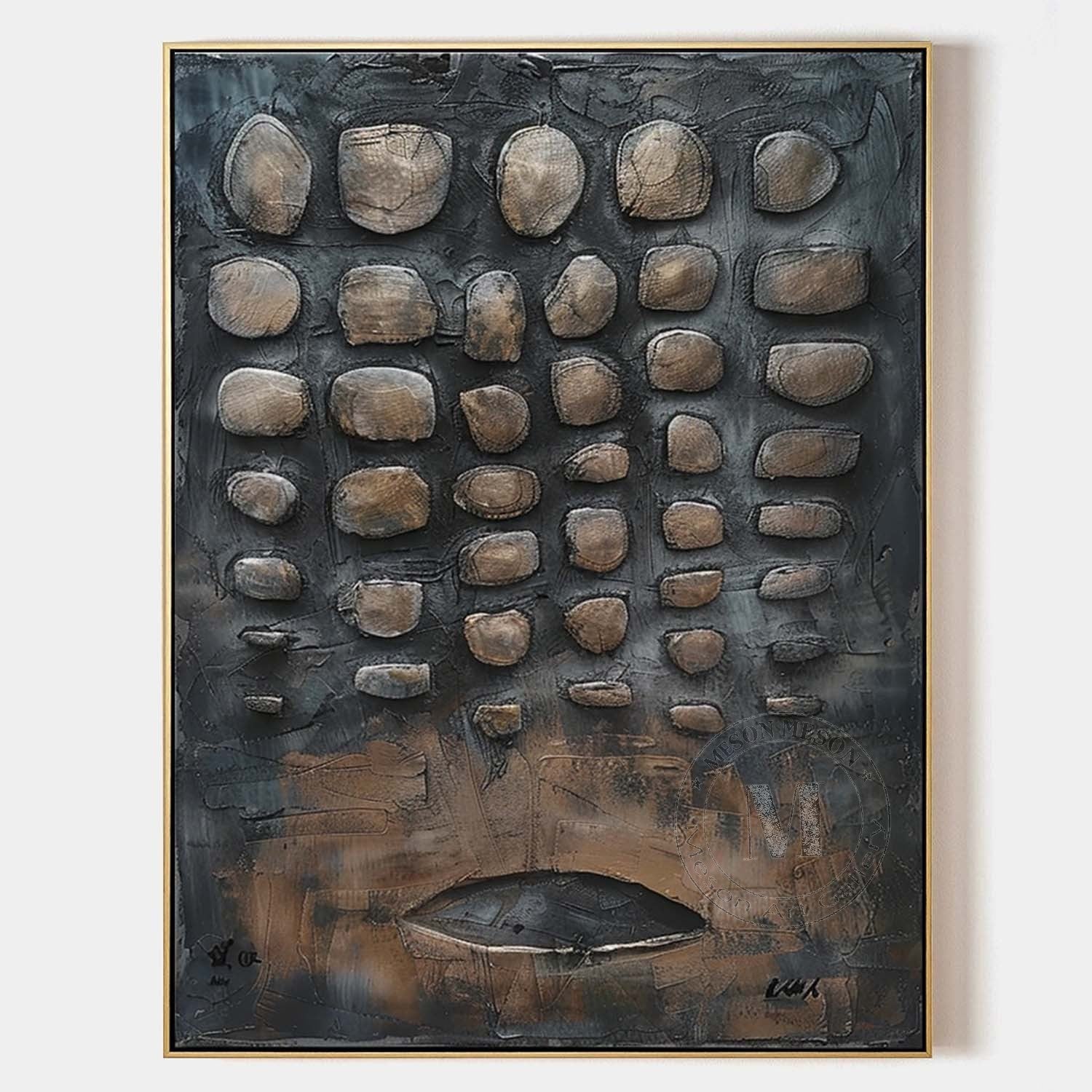 Large 3D Black Abstract Canvas Art for Sale Wabi Sabi Abstract Art Black Canvas Wall Painting