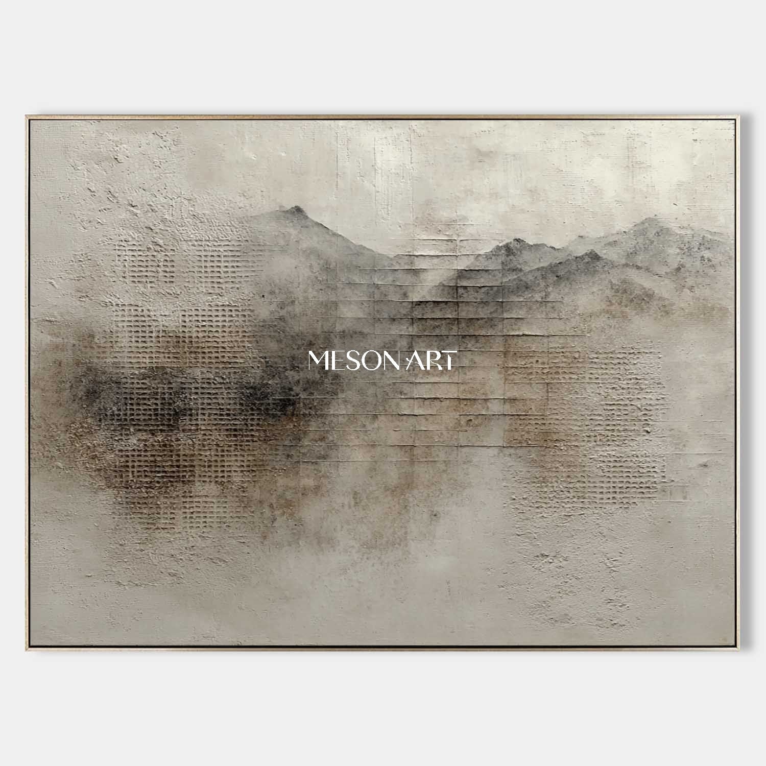 Light Grey Landscape Painting Earthy Abstract Texture Canvas Art for Sale Wabi Sabi Art