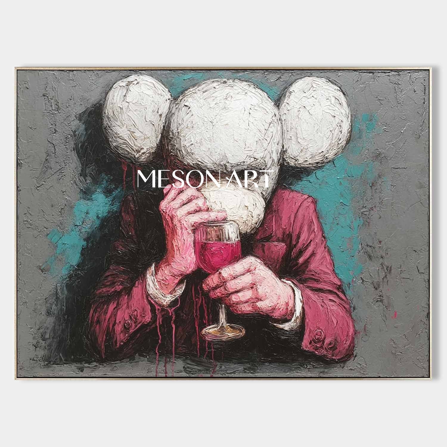 Large Contemporary Red Wine Abstract Art Kaws Abstract Pop Art Red Wine Modern Abstract Canvas Art