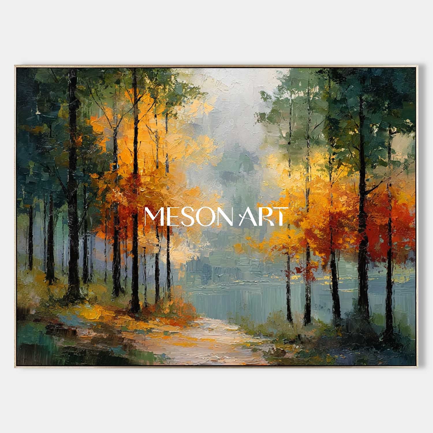 Autumn Landscape Canvas Art – Perfect for Living Room Walls, Warm Fall Decor