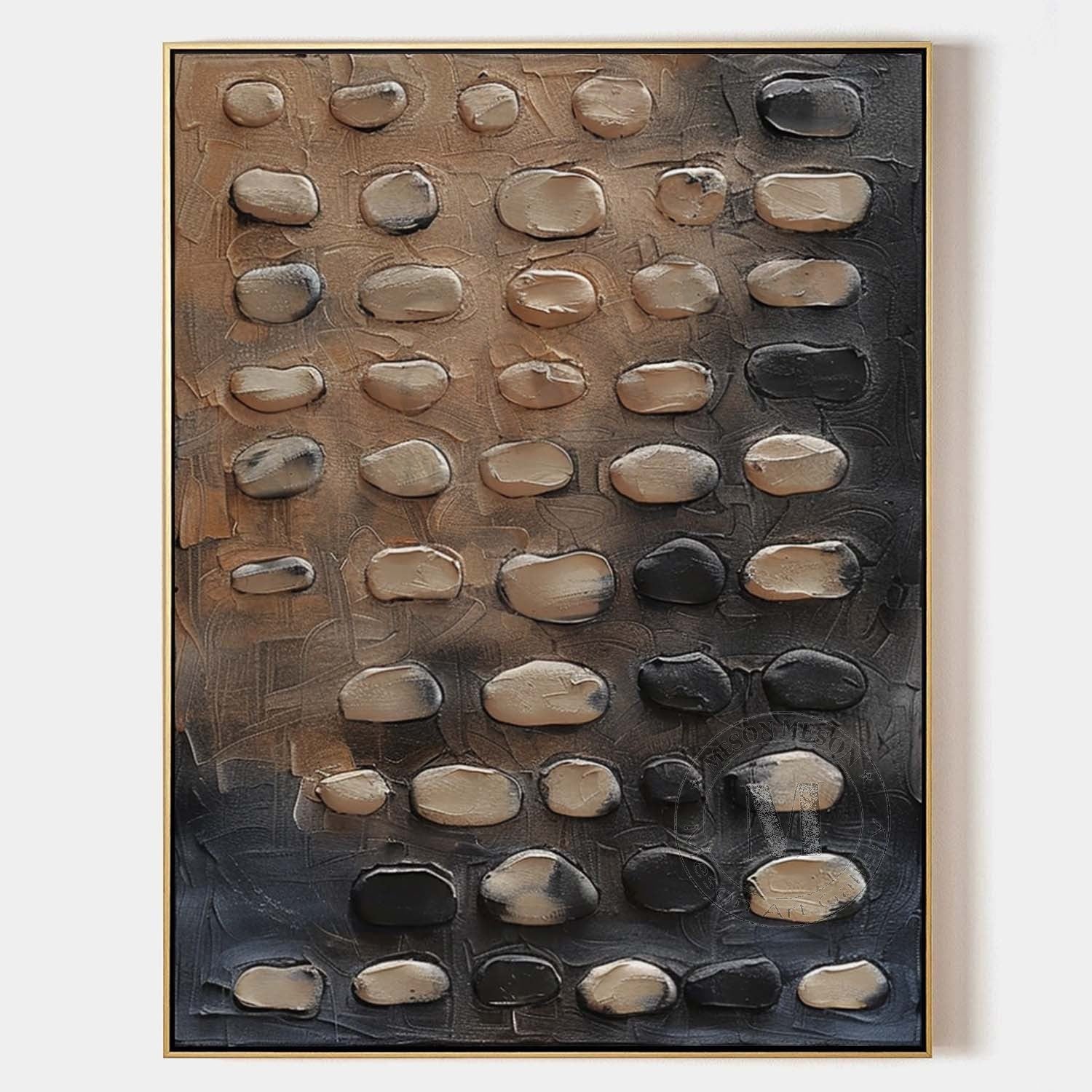 Large 3D Beige and Blue Textured Painting Wabi-sabi Art Beige and Blue Abstract Wall Art