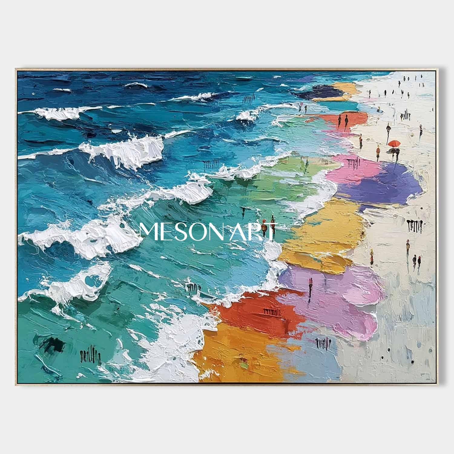 Ocean Wave Beach Texture Wall Art Decor Ocean Wave Beach Abstract Texture Canvas Painting for Sale