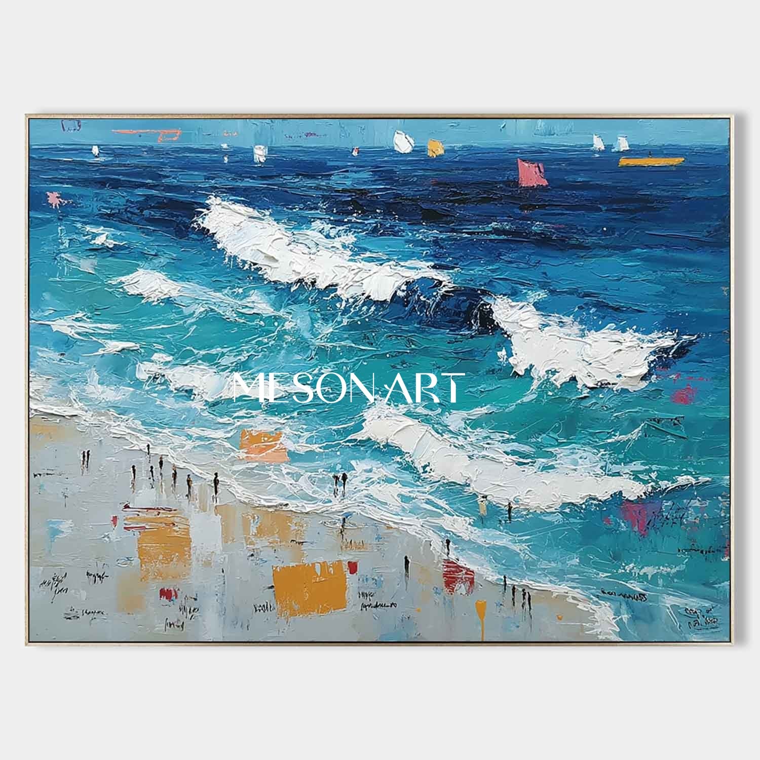 Large Ocean Waves Beach Abstract Texture Canvas Painting for Sale Ocean Waves Texture Wall Art Decor