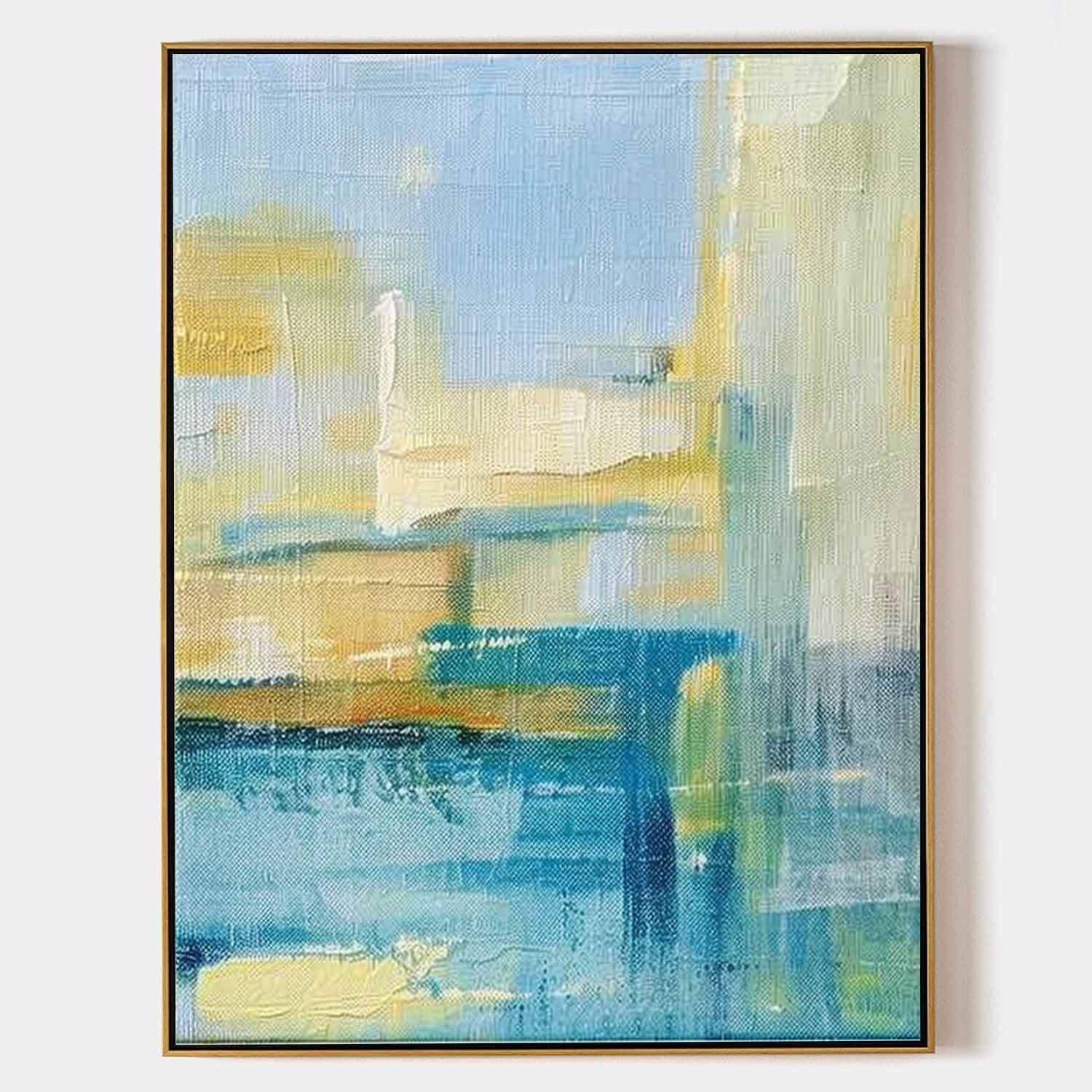 Blue and Yellow Abstract Texture Paintings Blue and Yellow Abstract Art Blue and Yellow Abstract Canvas Wall Art Decor