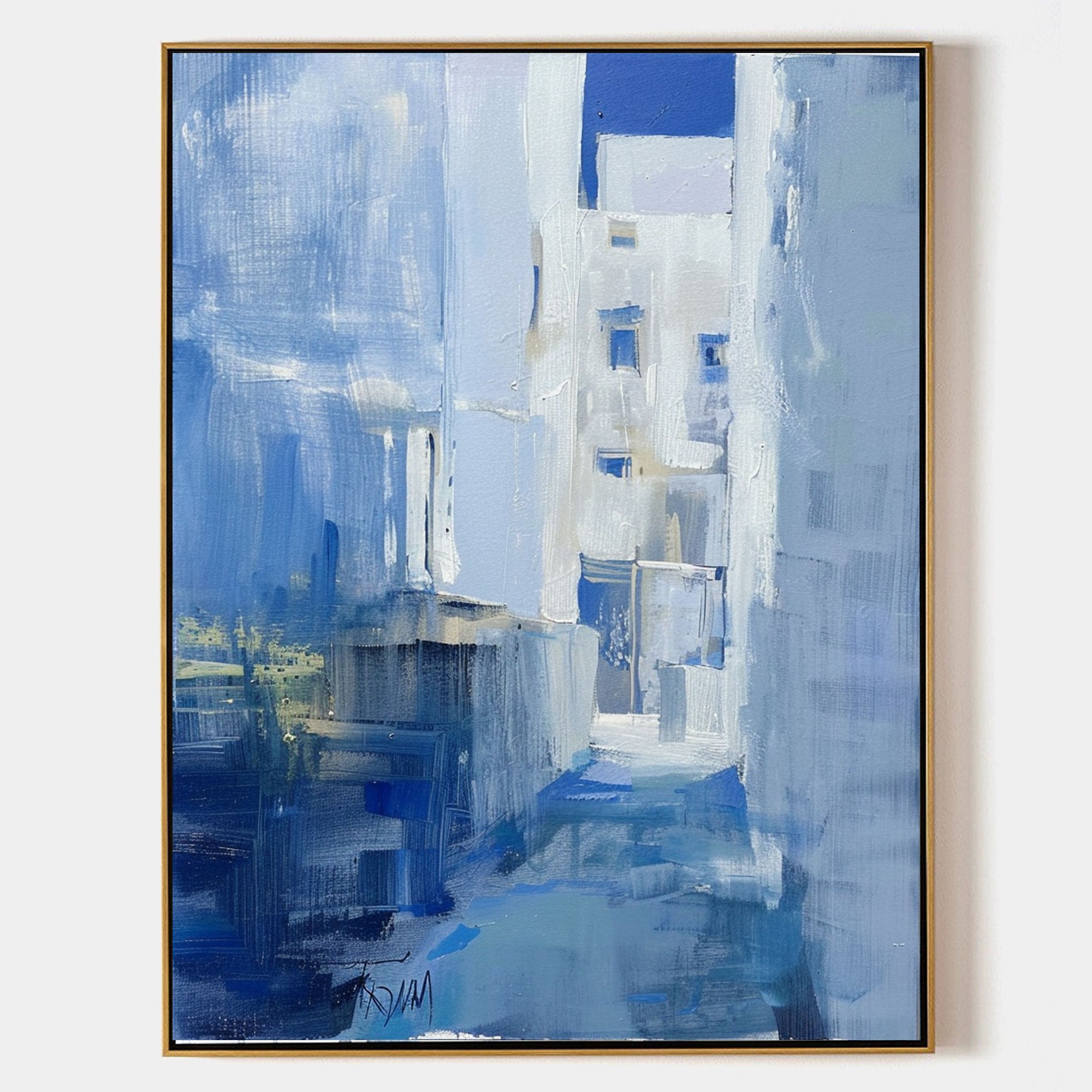 Large Blue Abstract Art Canvas for Sale Blue Abstract Township Canvas Wall Art Decoration