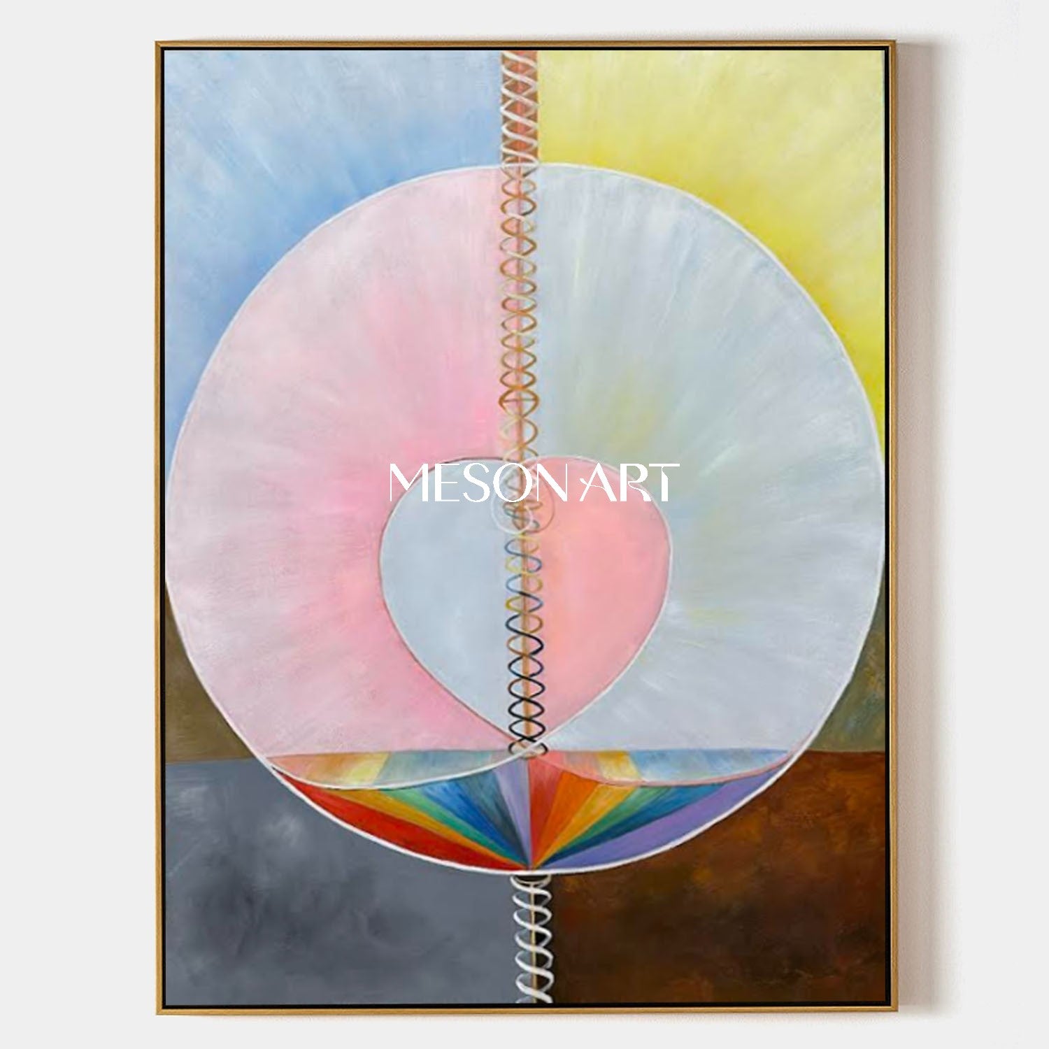 Hand-Painted Dreamy Abstract Oil Painting - Soft Pastel Geometric Wall Art