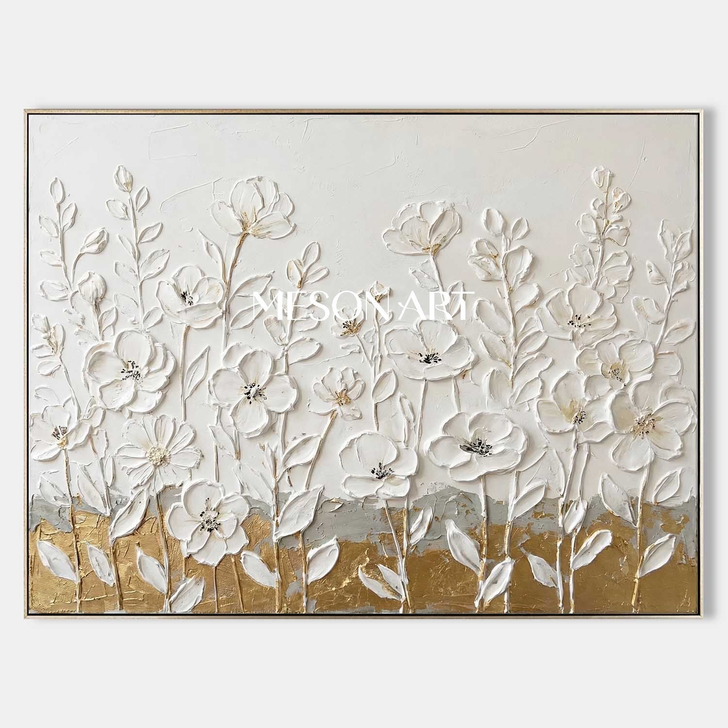 Horizontal Abstract Floral Painting Modern Farmhouse Floral Painting