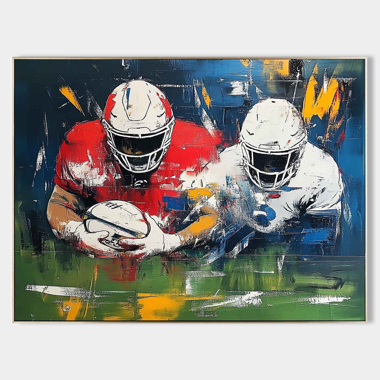 Rugby Player Art Canvas For Sale Rugby Player Game Abstract Painting Rugby Player Wall Art