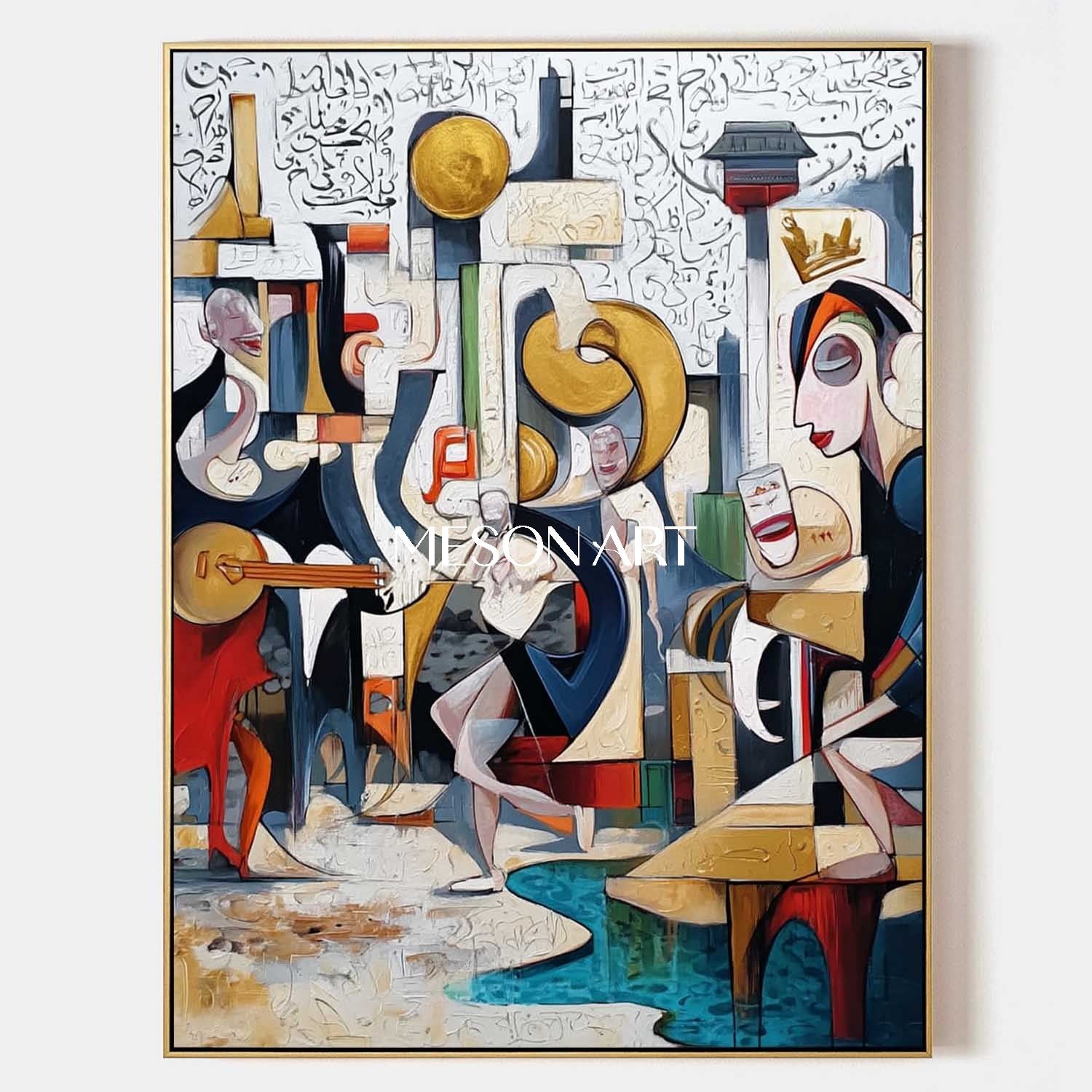 Colorful Cubism Abstract Figurative Art Large Canvas Hallway Art Decor