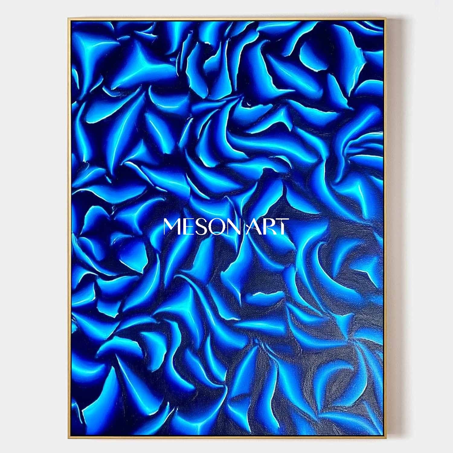 Contemporary Blue Geometric Abstract Painting Modern Wall Art Canvas