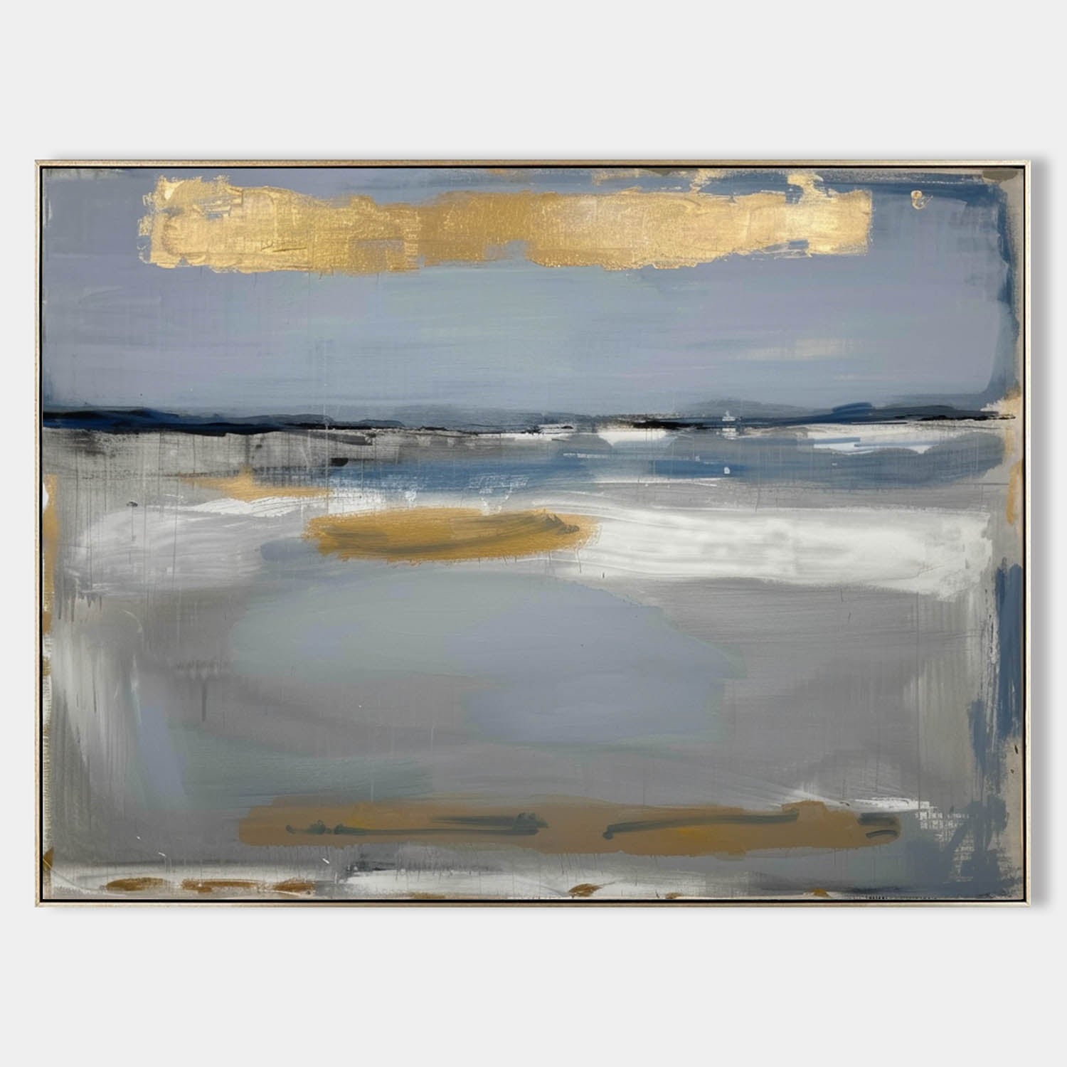 Light Blue and Gold Leaf Abstract Wall Art Decor Light Blue and Gold Leaf Abstract Art For Sale Light Blue and Gold Leaf Abstract Canvas Paintings