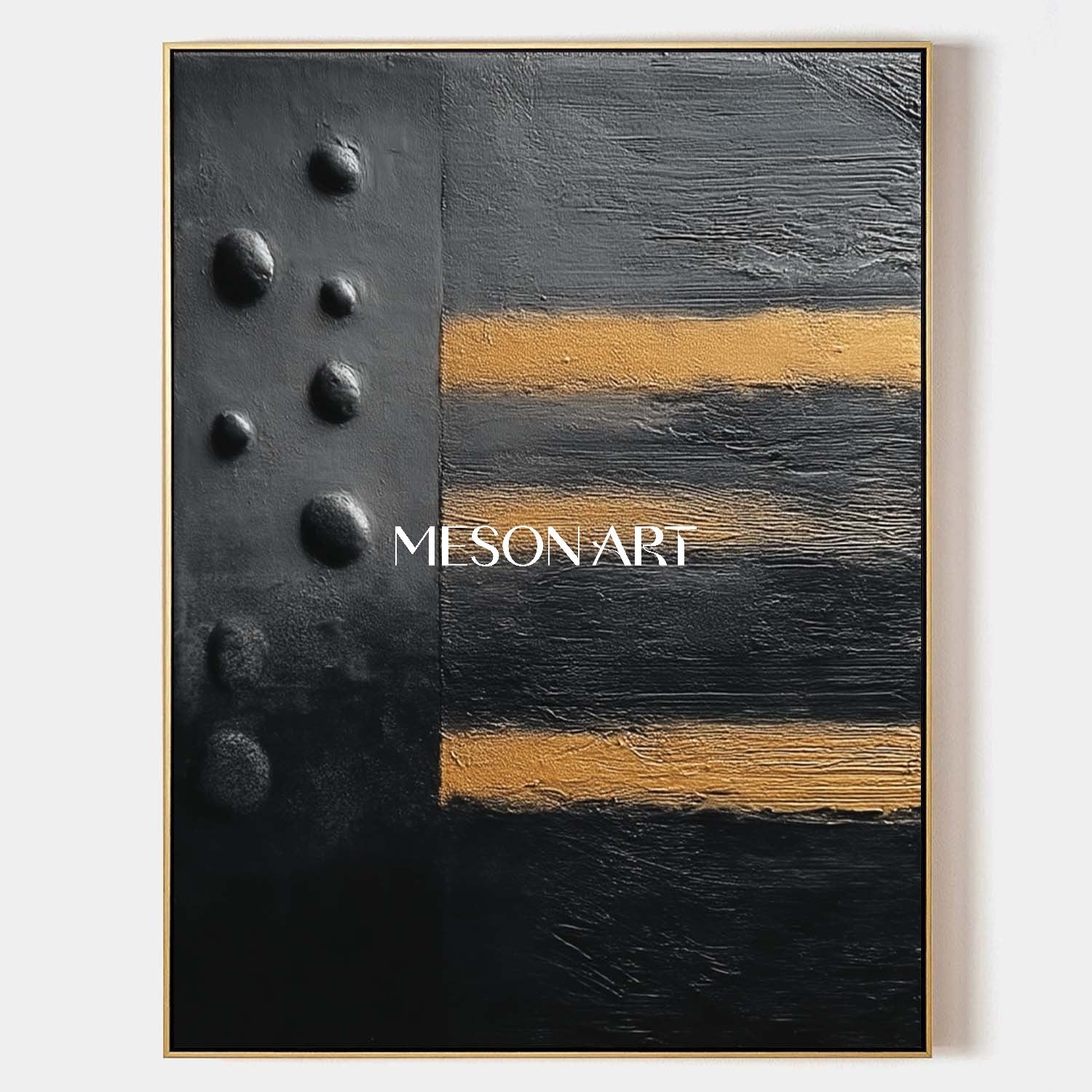 Shop Hand-Painted Black and Gold Abstract Canvas Art for Office Wall