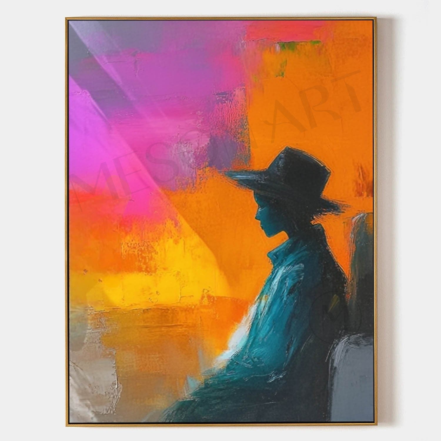 Large Colorful Abstract Female Canvas Art Contemporary Palette Abstract Girl Wall Art Palette Girl Oil Painting