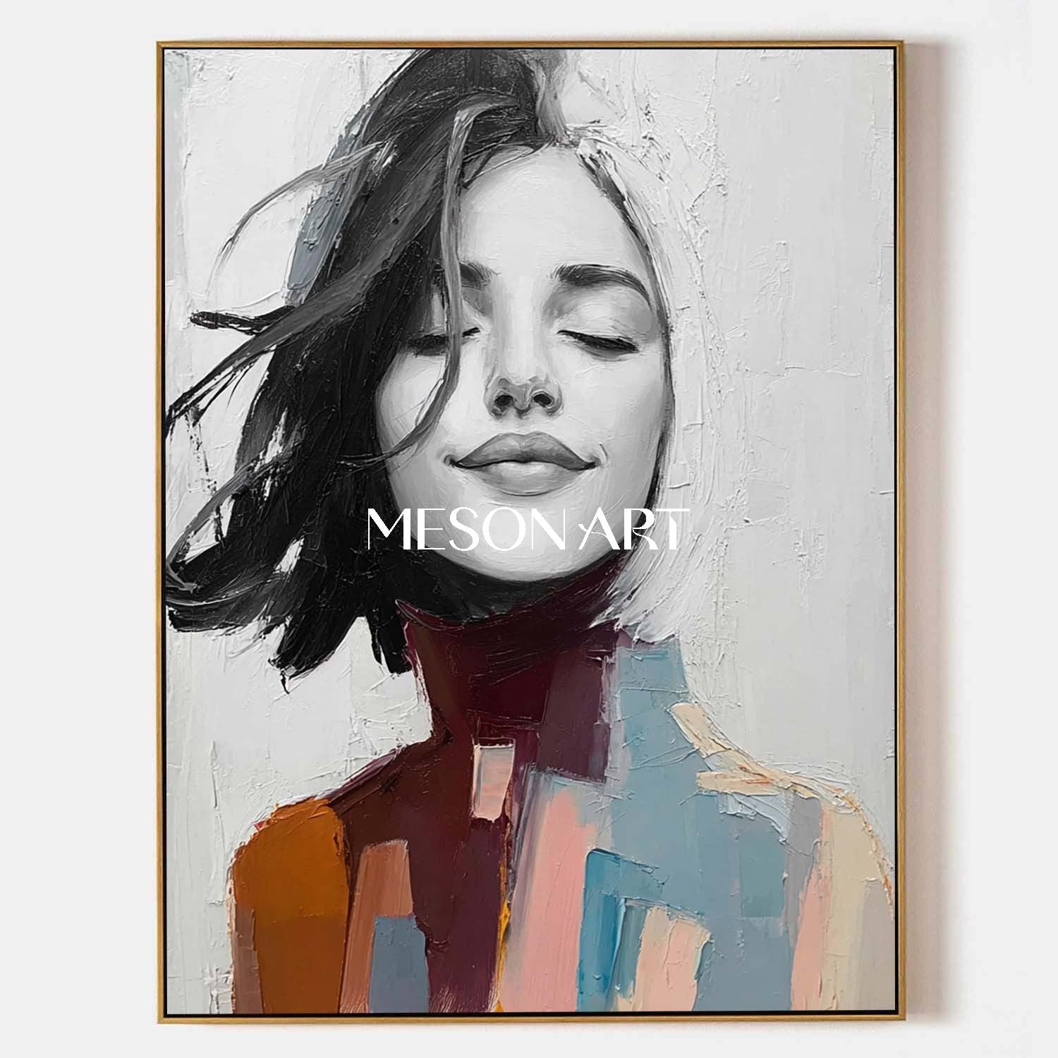 Surreal Female Portrait Painting – Dreamlike Woman’s Face Canvas Art | Mesonart