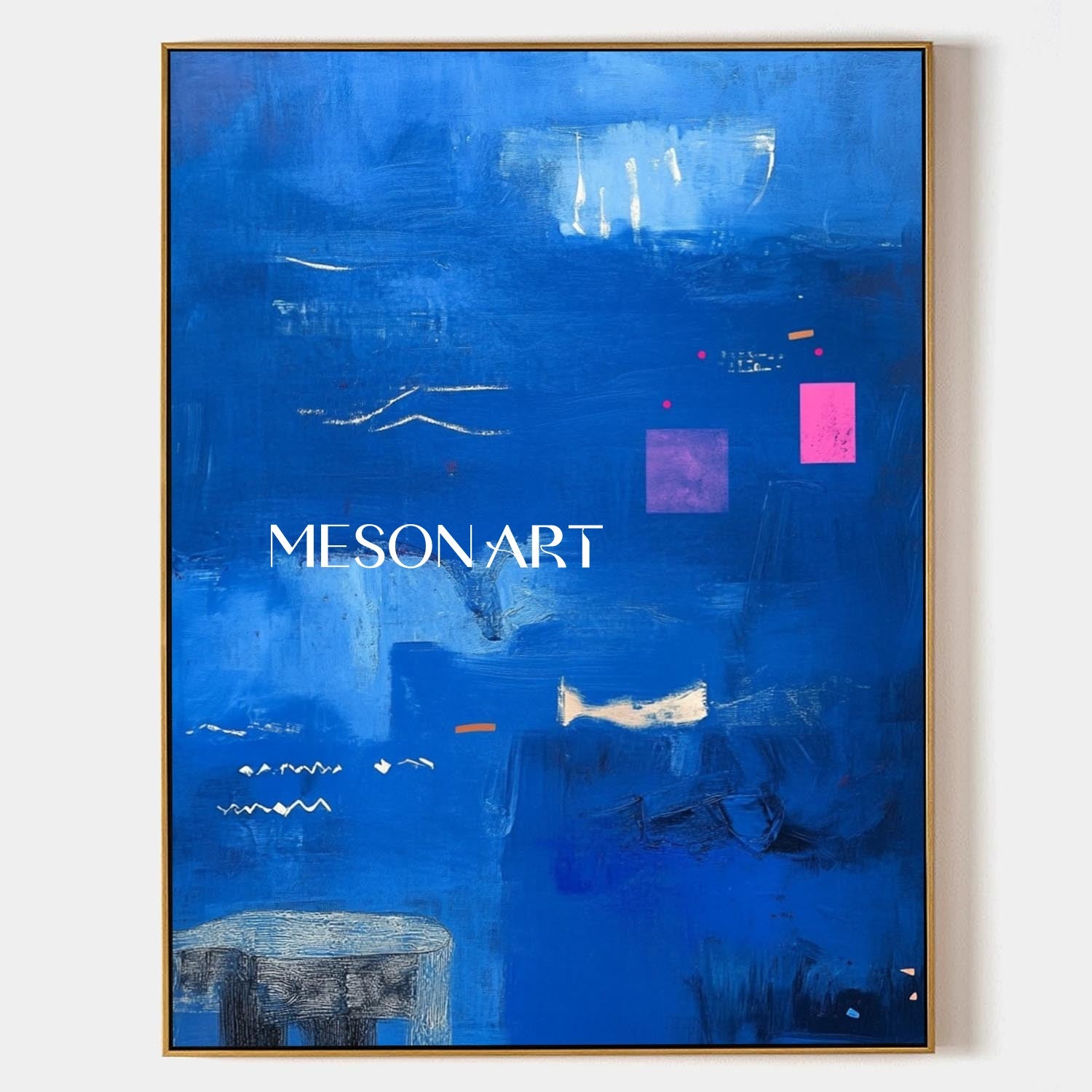 Large modern blue canvas art abstract blue abstract minimalist canvas wall painting for sale