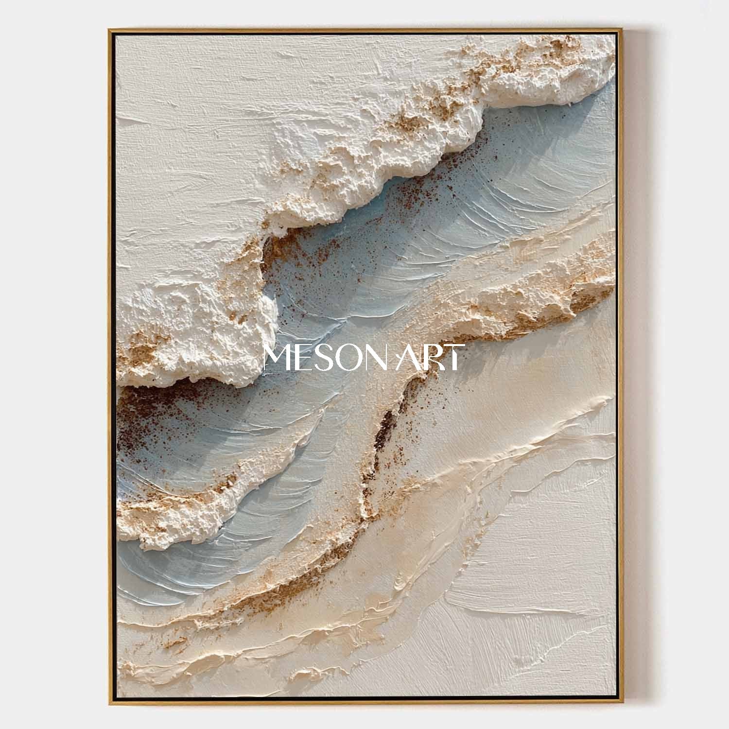 White ocean waves plaster texture painting White ocean waves abstract canvas wall art decoration
