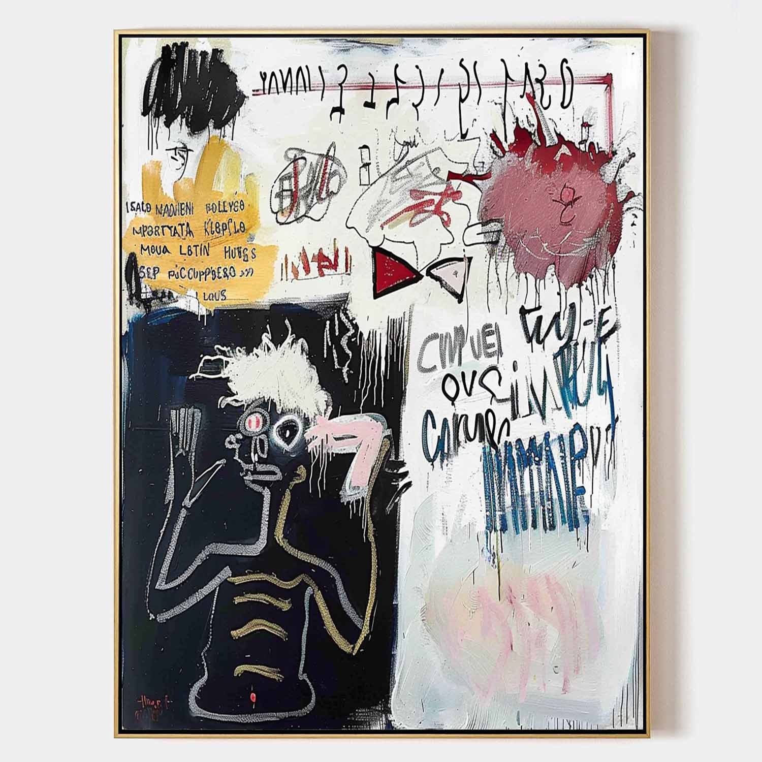 Basquiat Abstract Art for Sale Black and White Graffiti Abstract Canvas Wall Art Decor