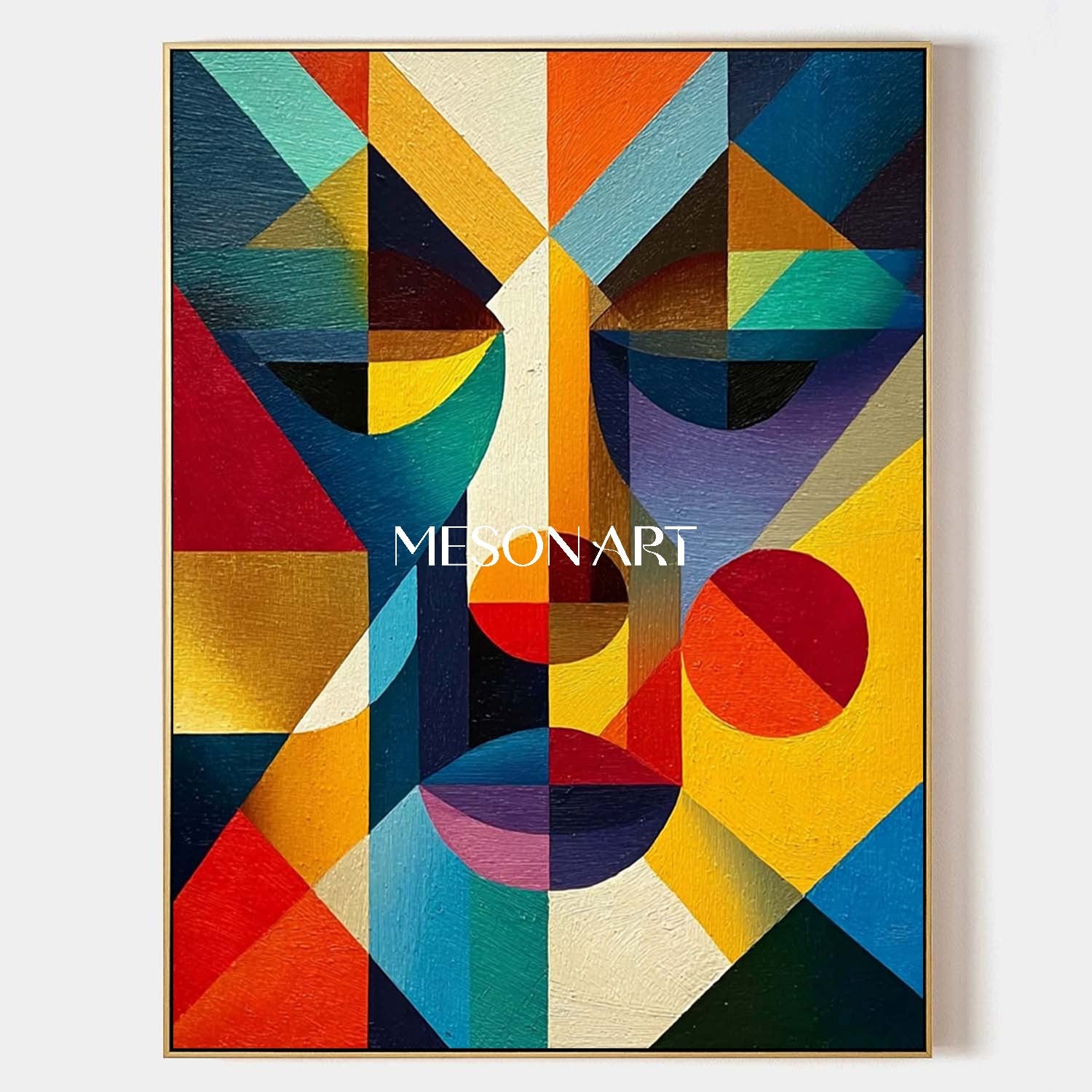 Cubist Portrait Painting Modern Colorful Geometric Abstract Art Canvas